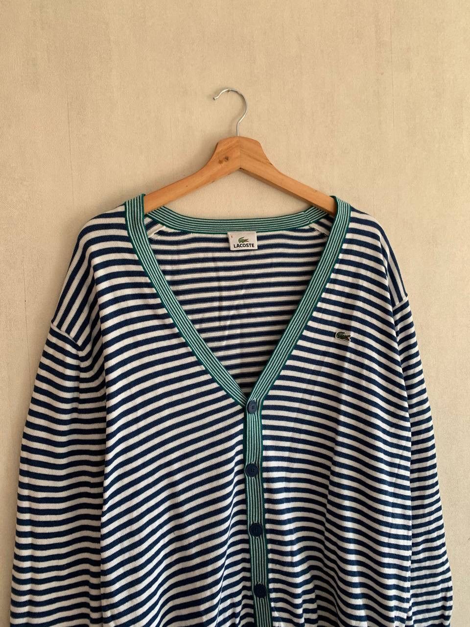 Lacoste 90's Vintage Lacoste Striped Cardigan Mens Size 6 (XL) Size US XL / EU 56 / 4 - 2 Thumbnail