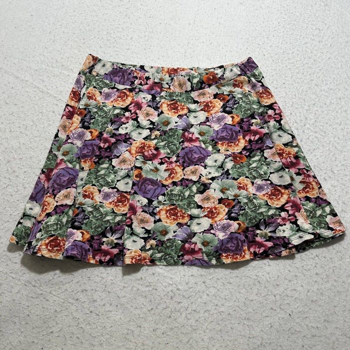 Rue 21 Rue 21 Large Skater ALine Mini Skirt Orange Purple Floral Grailed