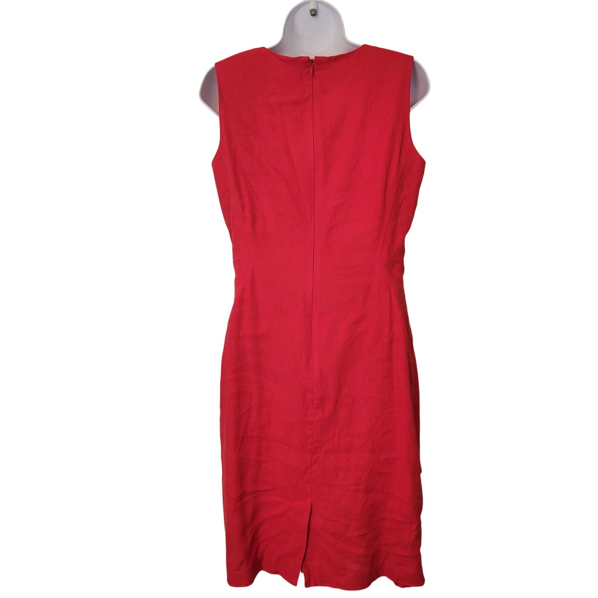 Talbots Talbots Sleeveless Red Sheath Dress 6 Irish Linen Back Slit Size M / US 6-8 / IT 42-44 - 5 Thumbnail