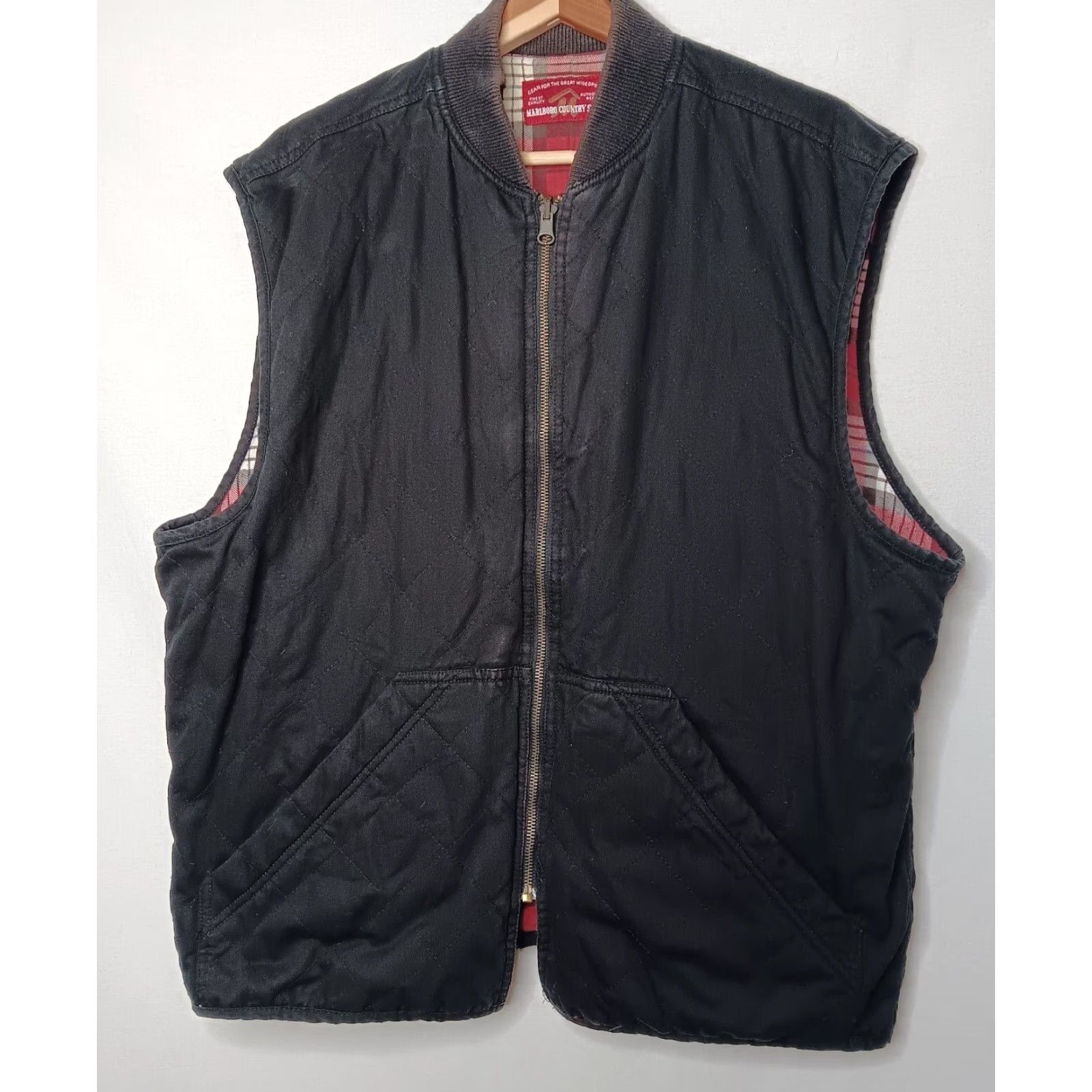 Marlboro Marlboro Vest Men Medium Flannel Reversible Black Quilted Zip Red Vintage READ Size US M / EU 48-50 / 2 - 2 Thumbnail