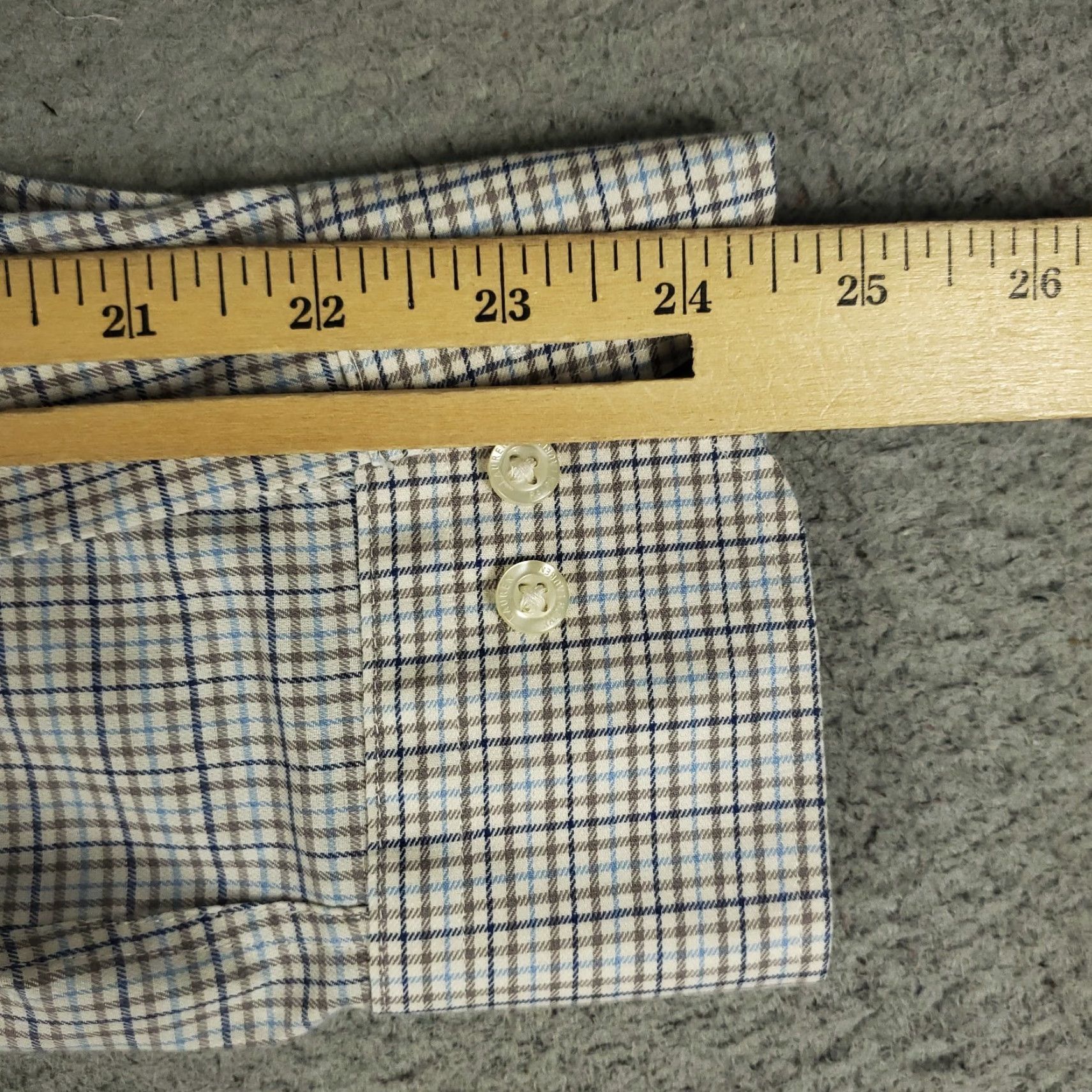 Ralph Lauren Ralph Lauren Shirt Mens 16.5 Blue Beige Check Dress Button Up Long Sleeve Size 46R - 6 Thumbnail