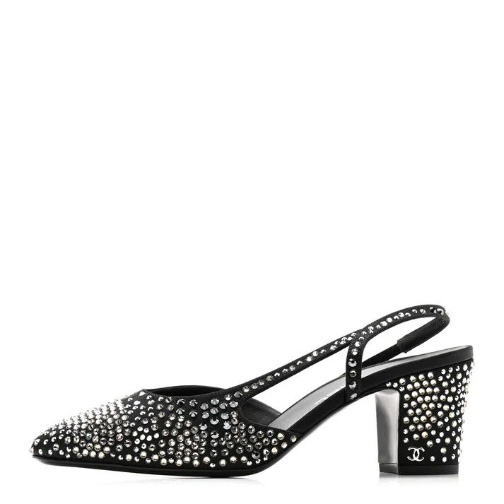 Chanel o1h1sh10526 Strass Cap Toe CC Slingback Pumps in Black Size US 9.5 / IT 39.5 - 1 Thumbnail