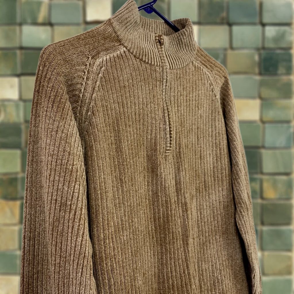 Vintage VINTAGE Y2K BC Ethic Acid Wash 1/4 Zip Super Soft Ribbed Brown Sweater Large Size US L / EU 52-54 / 3 - 1 Thumbnail