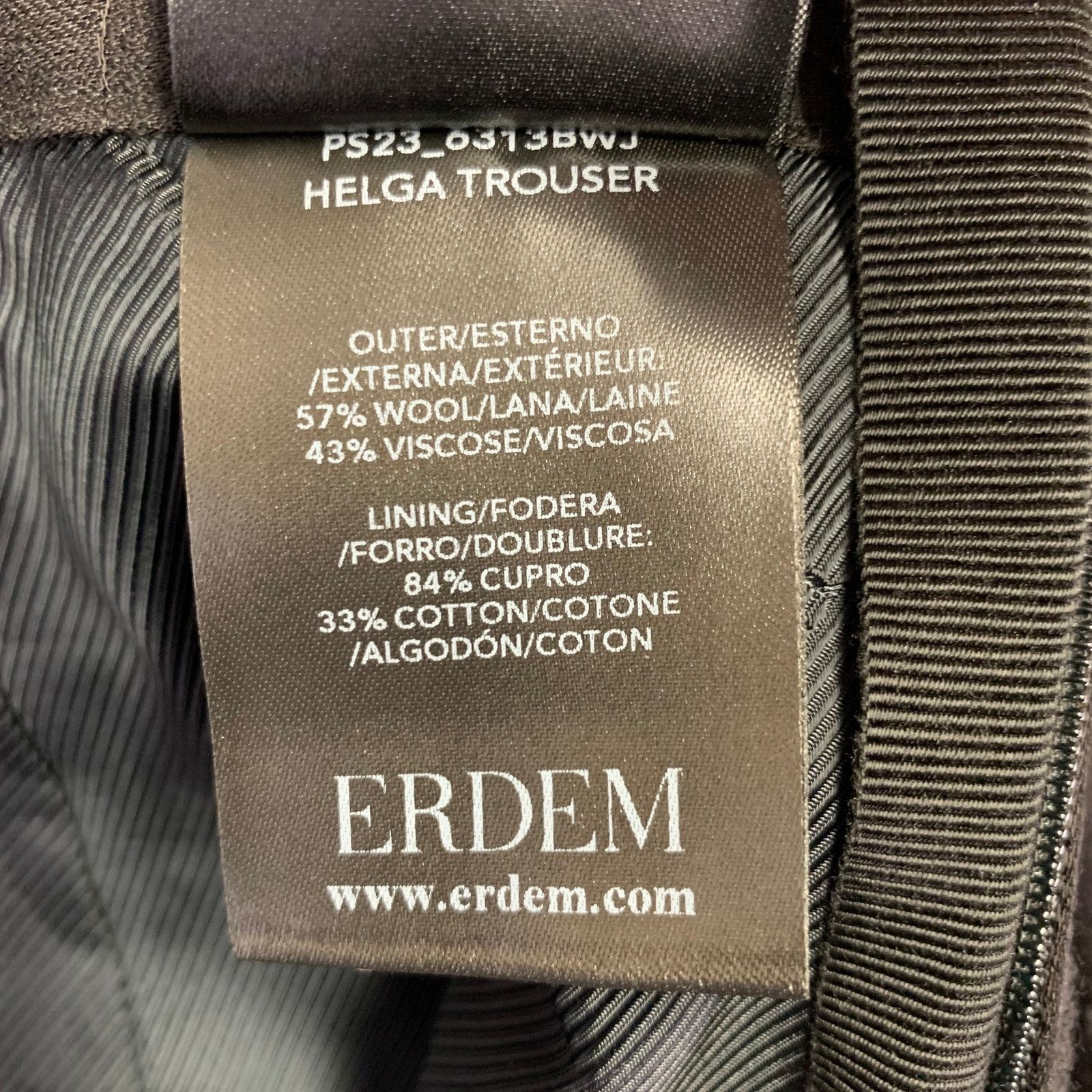 Erdem Helga Black Wool Blend Floral Flat Front Dress Pants Size 30" / US 8 / IT 44 - 4 Thumbnail