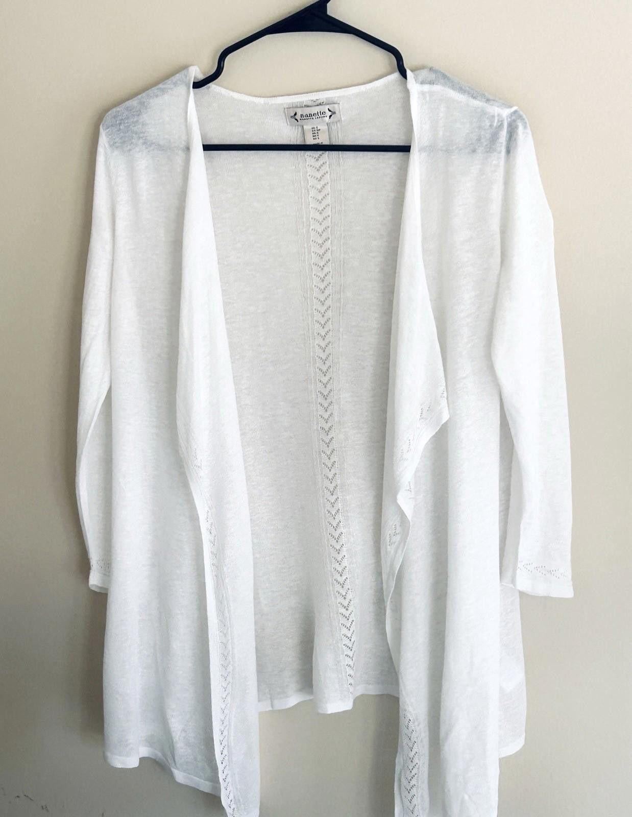 Other Nanette Lepore S Lightweight Sweater Cardigan Linen White Size S / US 4 / IT 40 - 1 Thumbnail