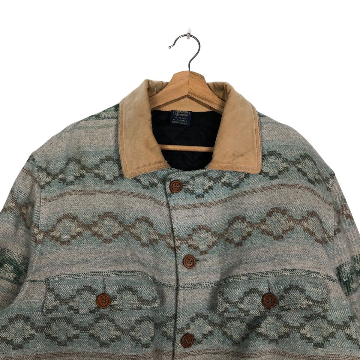 Japanese Brand 🔥90’s Navajo Aztec Wool Chore Jacket Herald Tribune America Size US M / EU 48-50 / 2 - 3 Thumbnail
