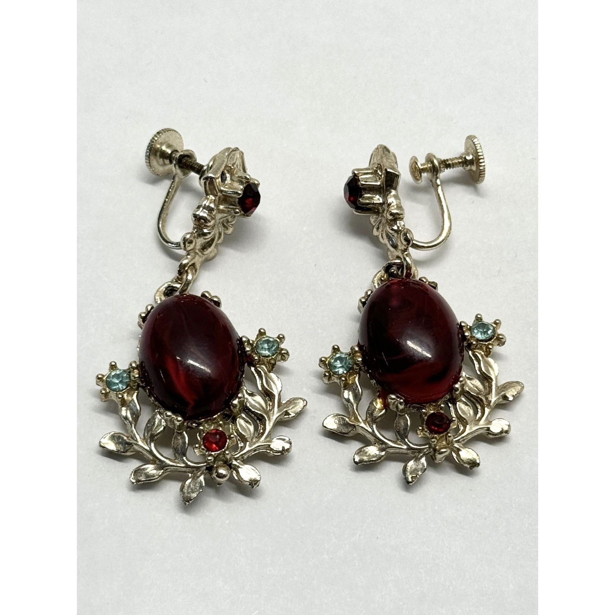 Vintage Vintage red rhinestone dangle earrings Size ONE SIZE - 1 Thumbnail