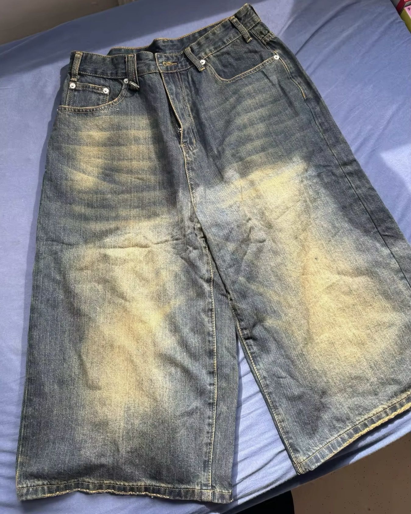 Jean Baggy Washed Denim Shorts Size US 33 - 11 Thumbnail