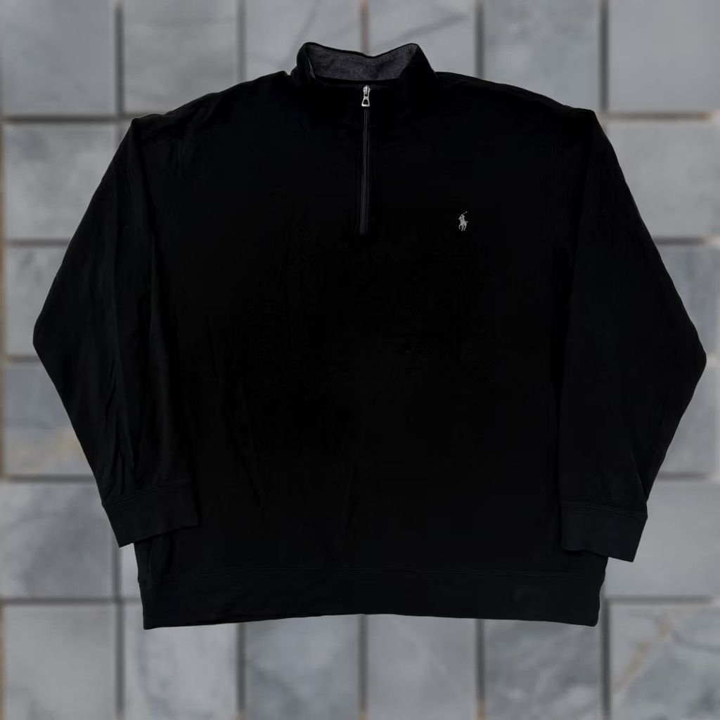 Polo Ralph Lauren Polo Ralph Lauren Sweatshirt 3XLT Black Jersey Logo 1/4 Zip Mens Pullover Mock Neck Long Sleeve Zip Neck Sportswear Shirt Size US XXL / EU 58 / 5 - 1 Thumbnail