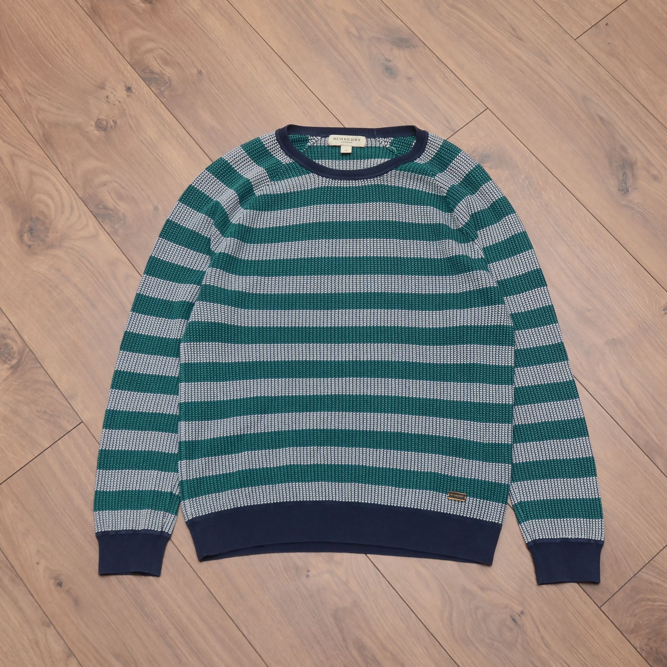 Burberry Burberry Striped Sweater Knit Green Gray Men's Crewneck Size US M / EU 48-50 / 2 - 6 Thumbnail