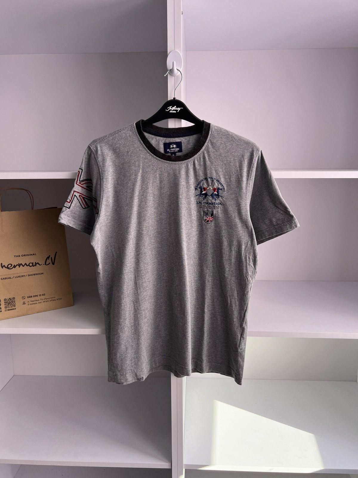 La Martina × Vintage Vintage La Martina London Y2K Gray Tee Size US L / EU 52-54 / 3 - 4 Thumbnail
