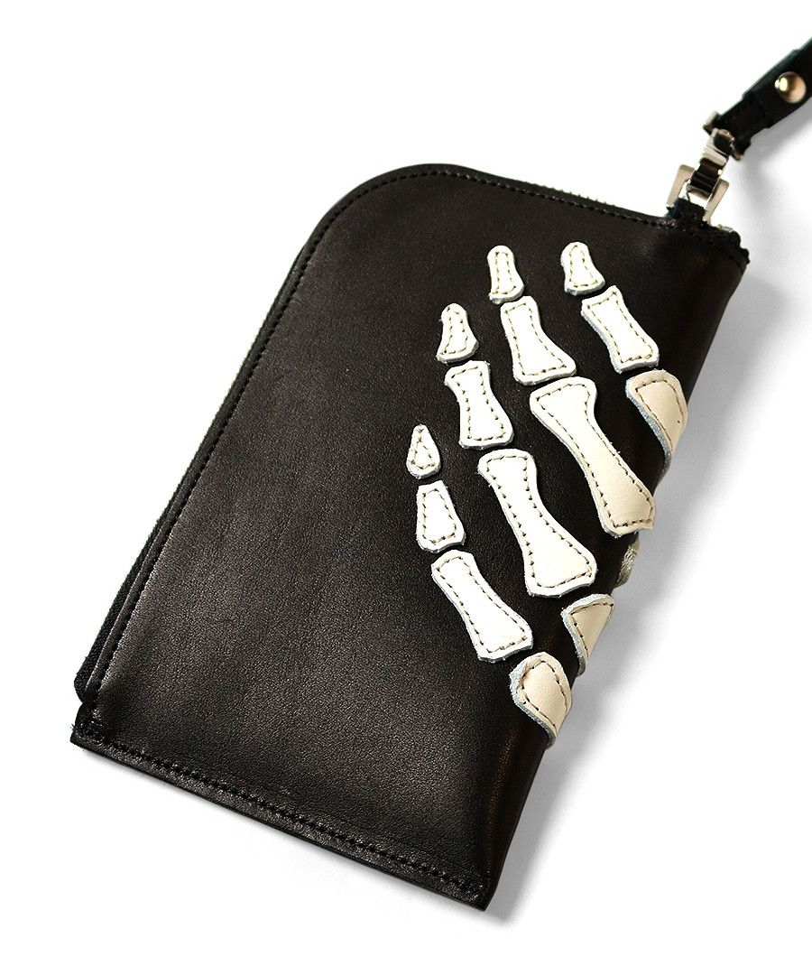 Kapital Kapital leather THUMBS UP BONE HAND ZIP neck BAG black new Size ONE SIZE - 4 Thumbnail