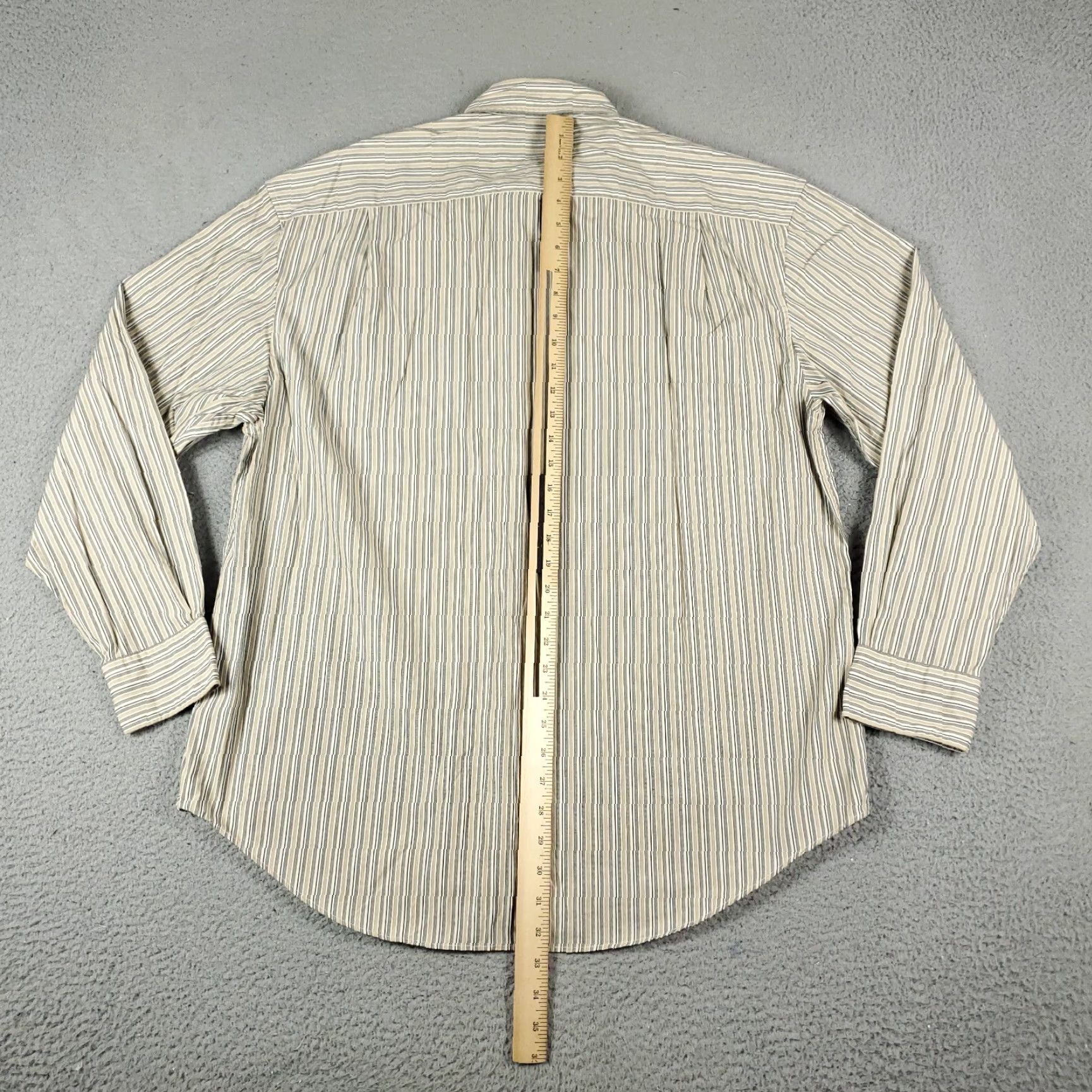 Nautica Nautica Shirt Mens Large Beige Striped Button-Up Long Sleeve Casual Business Formal Size US L / EU 52-54 / 3 - 3 Thumbnail