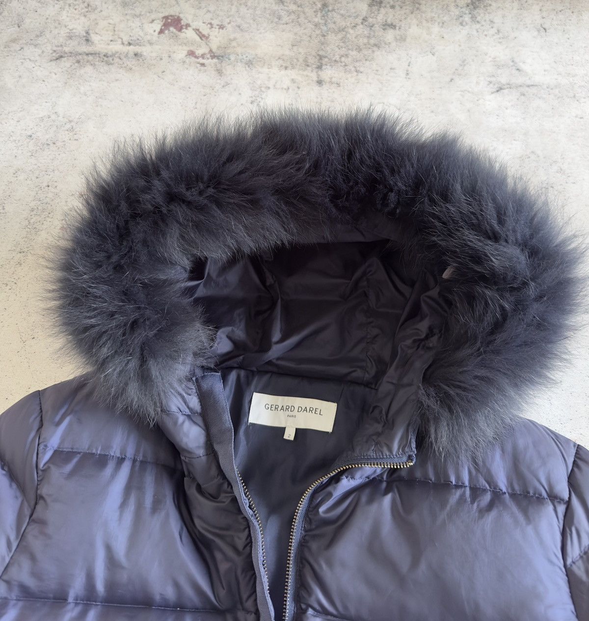 Gerard Darel Gerard Darel Paris Blue Down Jacket With Fur Hood Size 2 Size L / US 10 / IT 46 - 9 Thumbnail