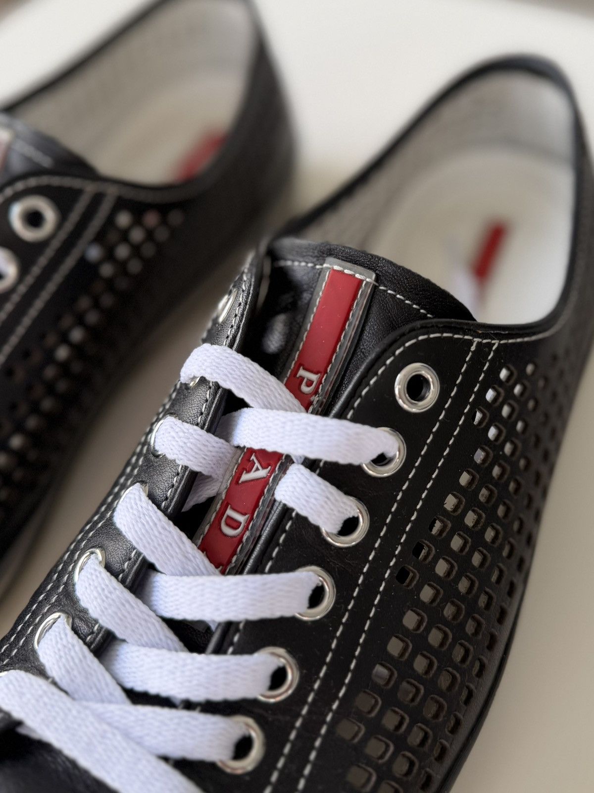 Prada Prada Sport Linea Rossa perforated leather sneakers vintage Size US 7.5 / EU 40-41 - 19 Thumbnail