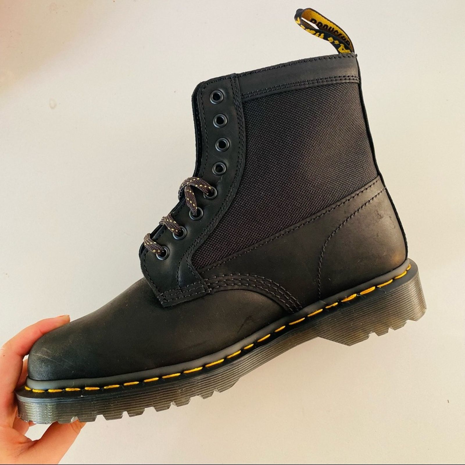 Dr. Martens NEW DR DOC MARTENS Black Leather Canvas Combat Ankle Boot 10 Size US 10 / IT 40 - 4 Thumbnail