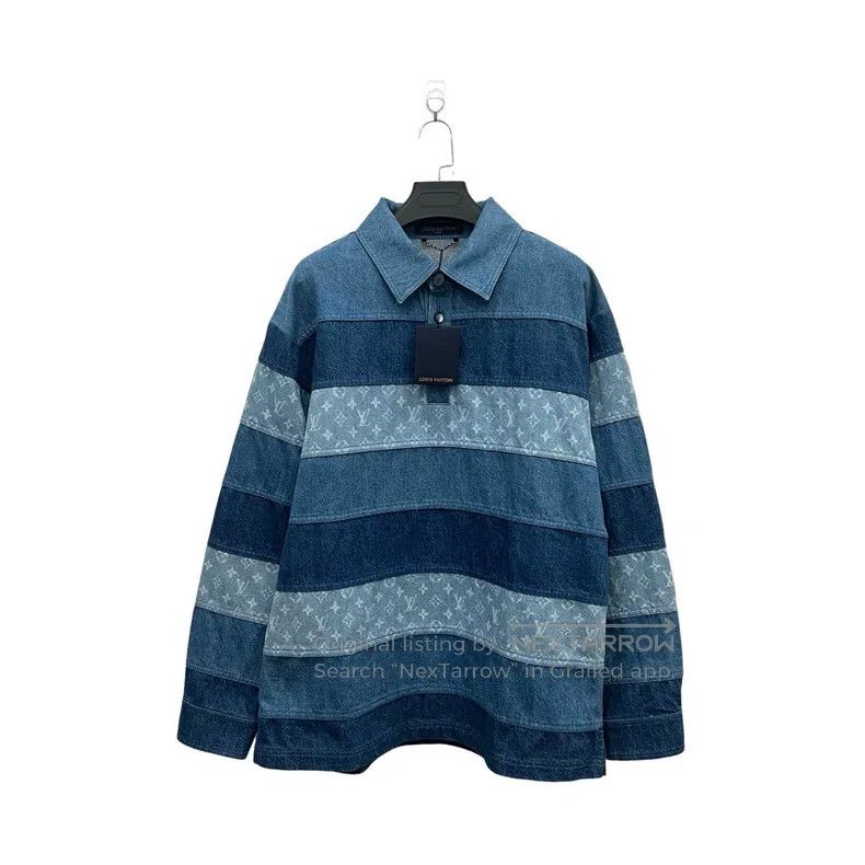 Louis Vuitton Louis Vuitton Blue striped full-print polo long sleeve Size US M / EU 48-50 / 2 - 2 Thumbnail