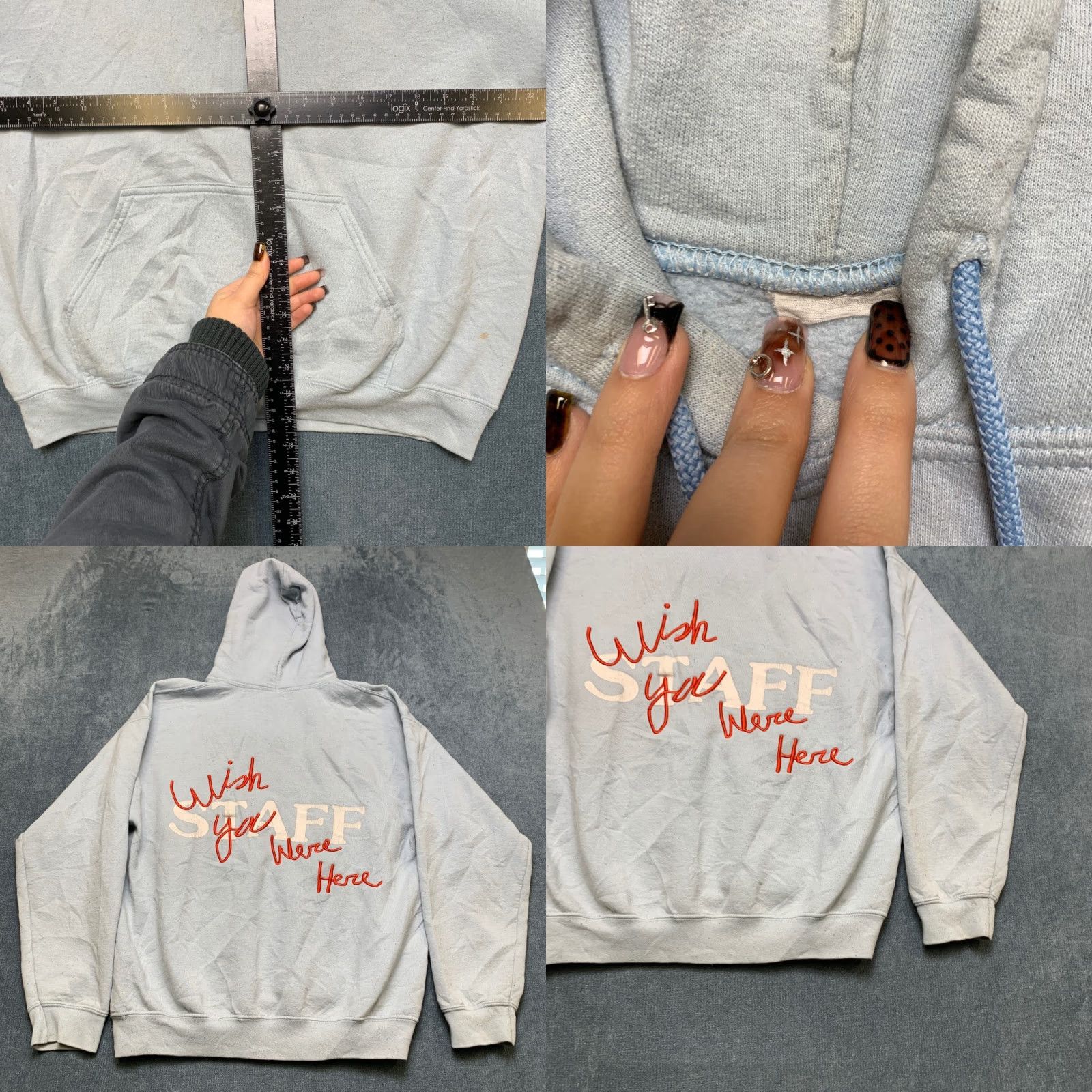 Hereu VINTAGE Astroworld Wish You Were Here Tour Staff Hoodie Mens XL Blue Fleece Lined Casual Size US XL / EU 56 / 4 - 8 Thumbnail