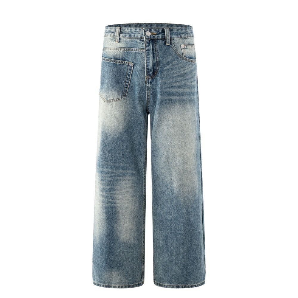 Vintage Men's Irregular Pocket Loose Wide-Leg Washed Jeans Size US 32 / EU 48 - 1 Thumbnail