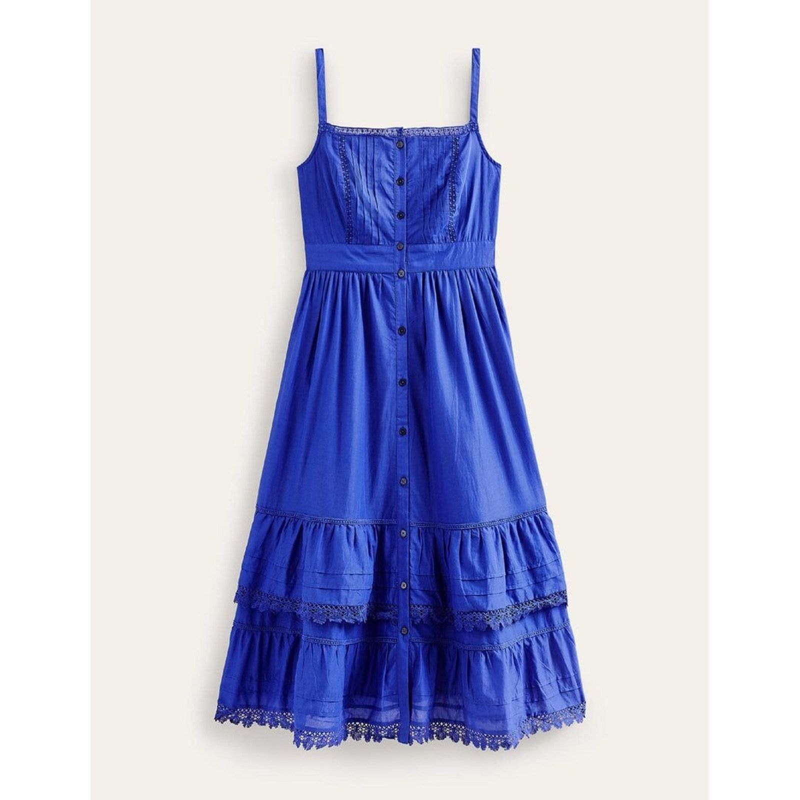 Boden Boden Women Tiered Trim Midi Dress Button cotton 14 A000070 Size XL / US 12-14 / IT 48-50 - 1 Thumbnail