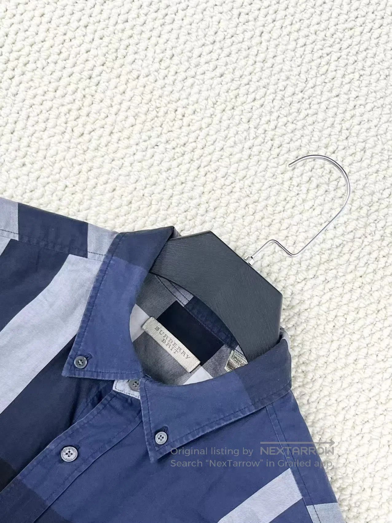 Burberry classic navy blue checkered shirt for all. Size US L / EU 52-54 / 3 - 3 Thumbnail