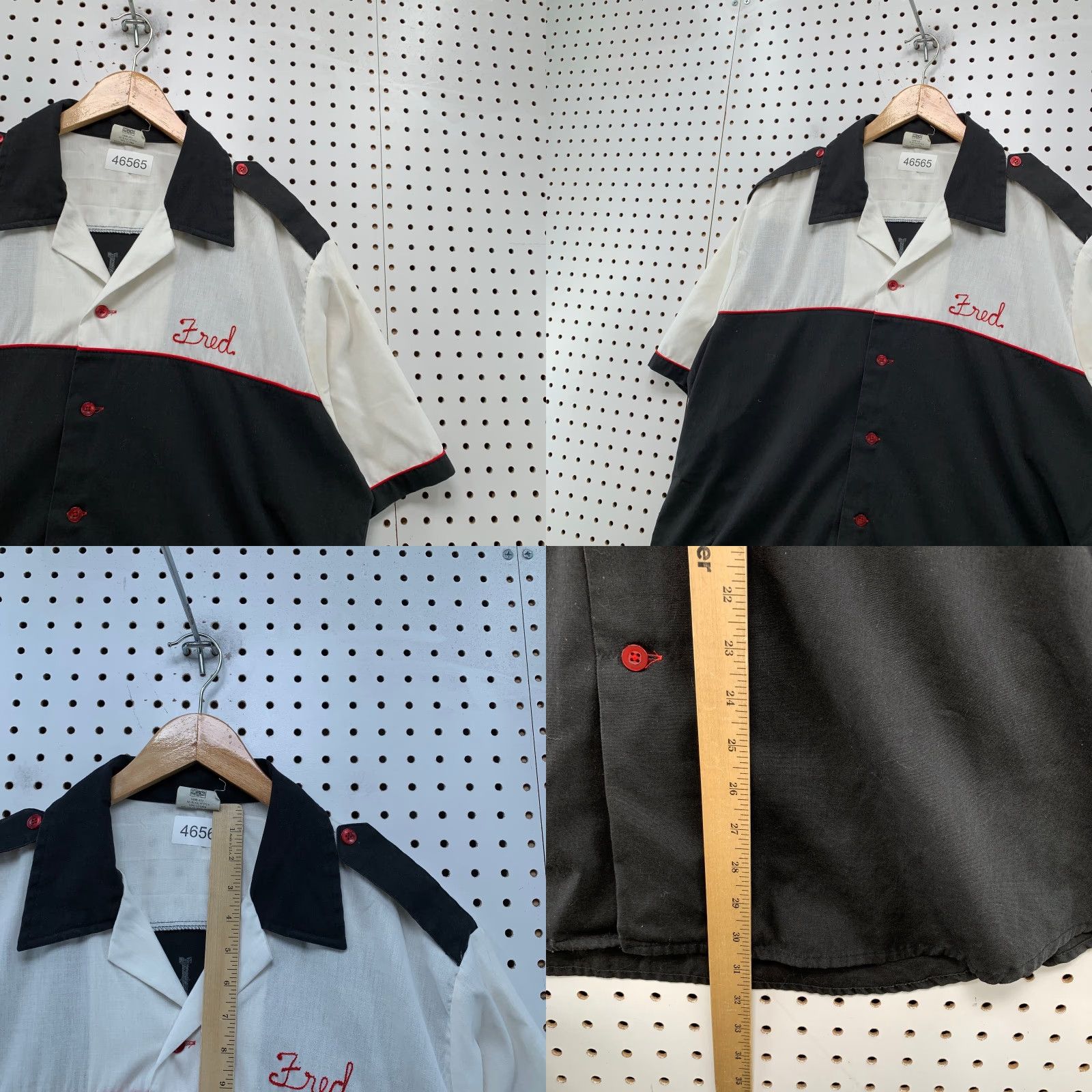 Vintage VINTAGE King Louie Bowling Shirt Men Large Black White Chain Stitch FRED USA Size US L / EU 52-54 / 3 - 8 Thumbnail