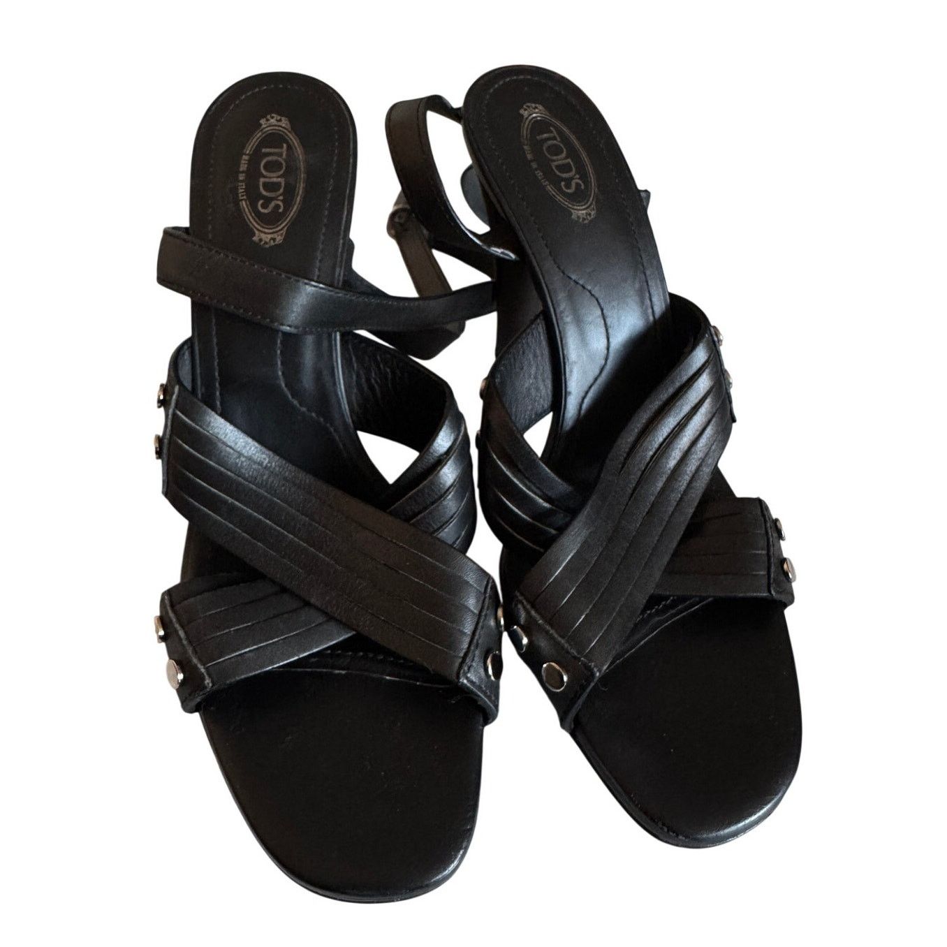 Tod's Tod's Platform Black Leather Strappy Sandals Size US 10.5 / IT 40.5 - 2 Thumbnail