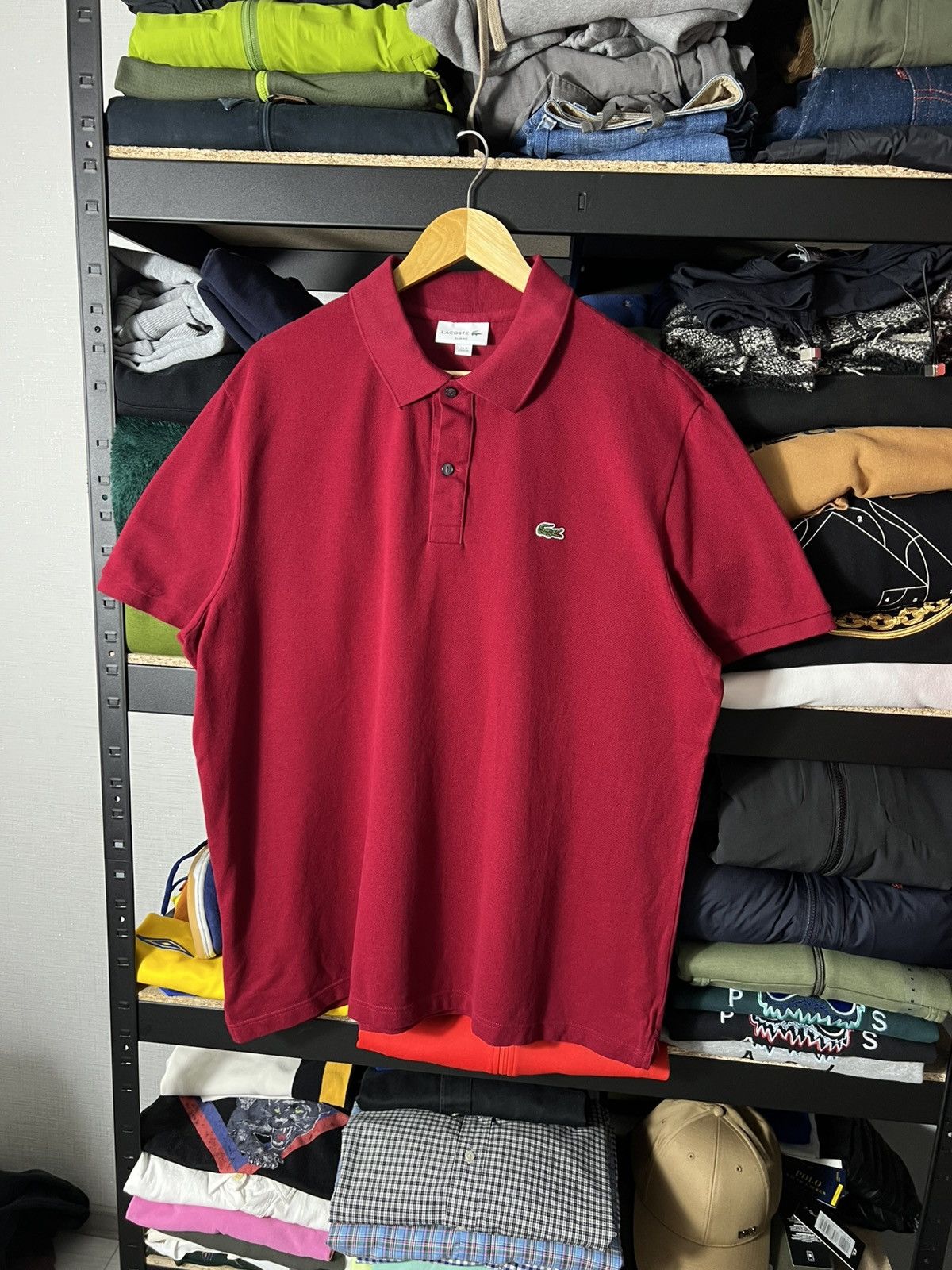 Lacoste 🔴 Lacoste Slim Fit Polo Burgundy Size 3XL Size US XXL / EU 58 / 5 - 1 Thumbnail