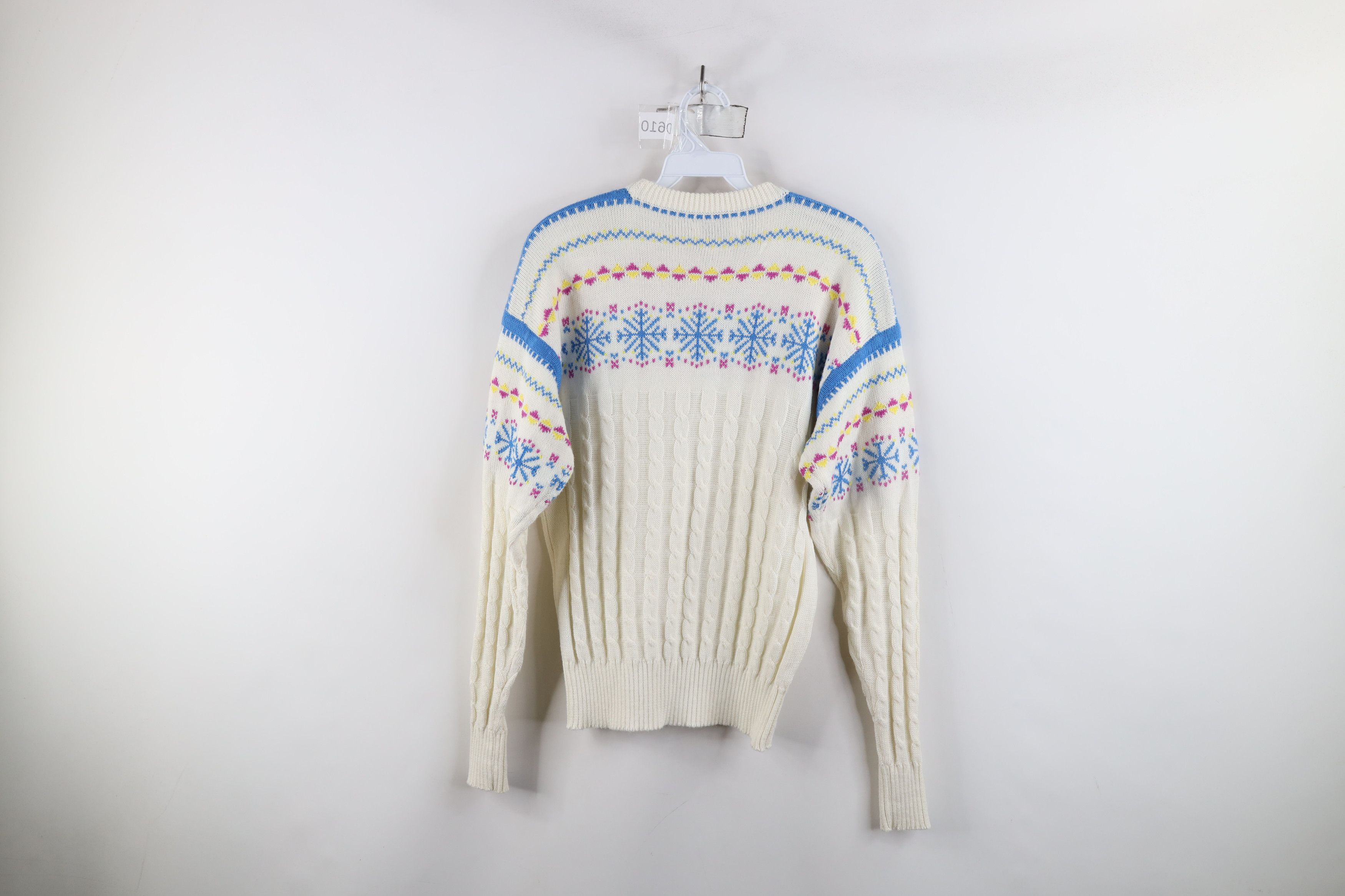 Vintage Vintage 70s 80s Fair Isle Snow Flake Cable Knit Sweater Size M / US 6-8 / IT 42-44 - 7 Thumbnail