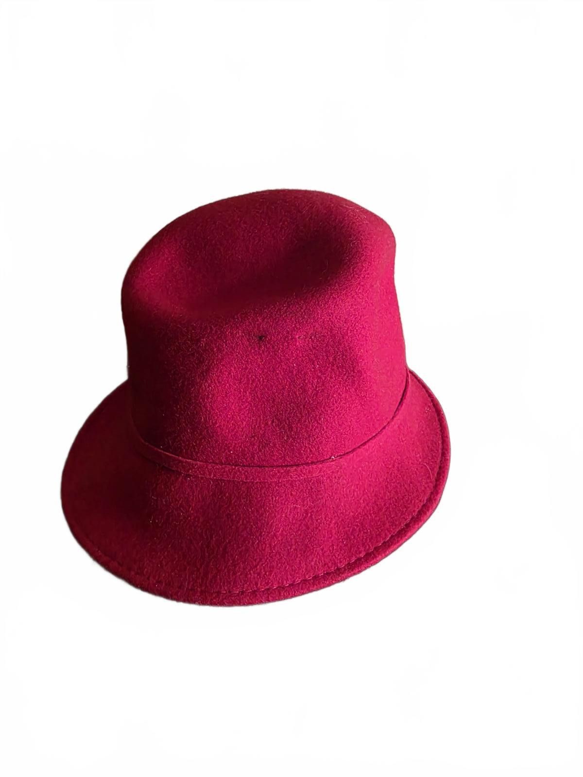 Other Elegant Red Wool Cloche Hat with Floral Accent Size One Size ONE SIZE - 3 Thumbnail