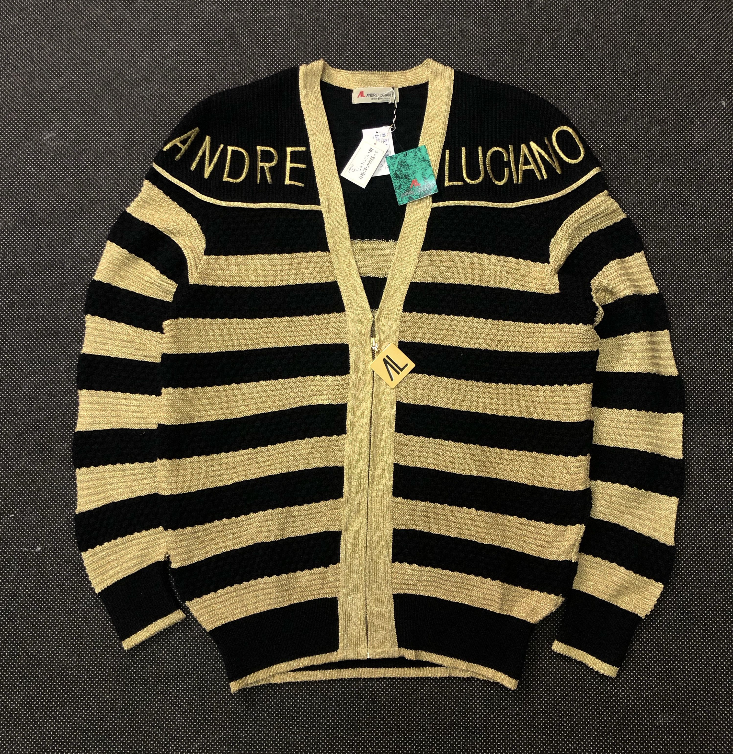 Andreluciano × Vintage RARE🔥VINTAGE 90’S ANDRELUCIANO GOLD GLITTER WOOL KNIT Size US M / EU 48-50 / 2 - 1 Thumbnail