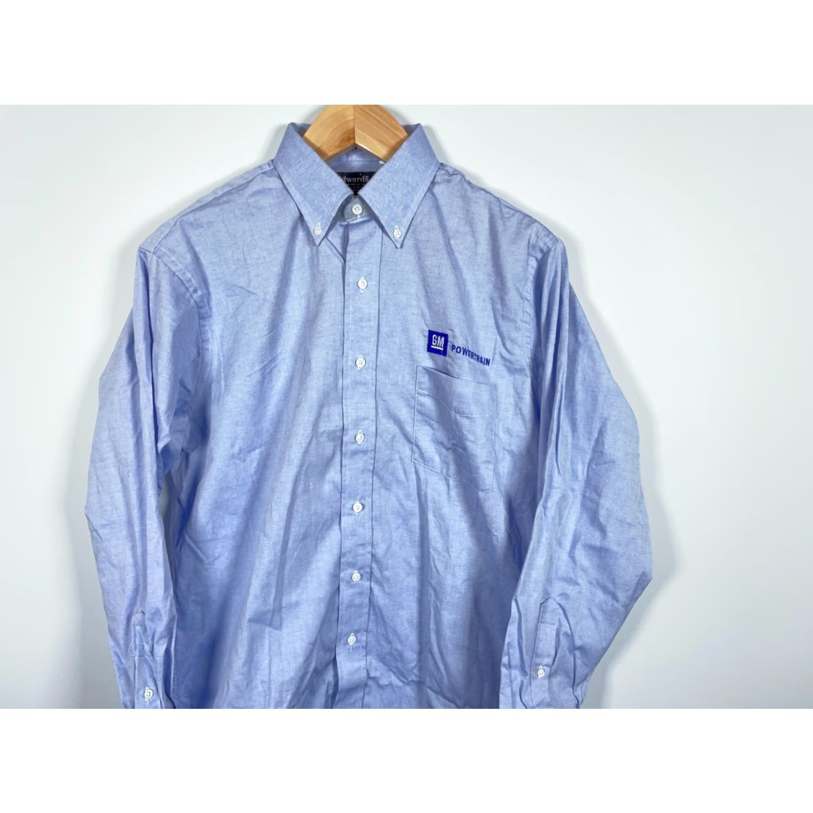 Vintage VINTAGE Edwards GM Powertrain Work Shirt Mens Large Blue Oxford Embroidered 90s Grunge Button-Down Collar NOS Size US L / EU 52-54 / 3 - 4 Thumbnail