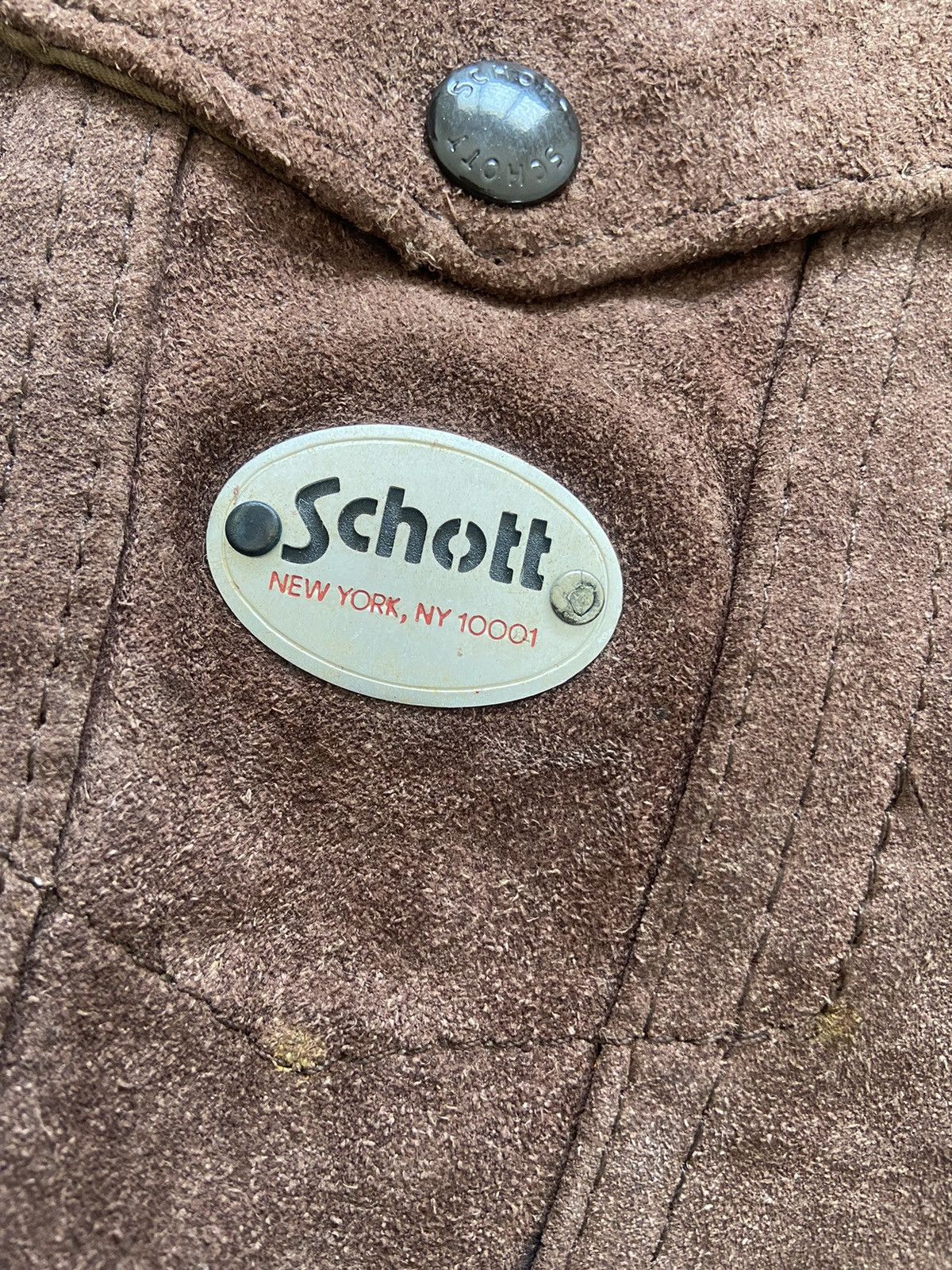 Schott Vintage 1980’s Schott NYC Suede Leather Iron Patches Vest Size US M / EU 48-50 / 2 - 3 Thumbnail