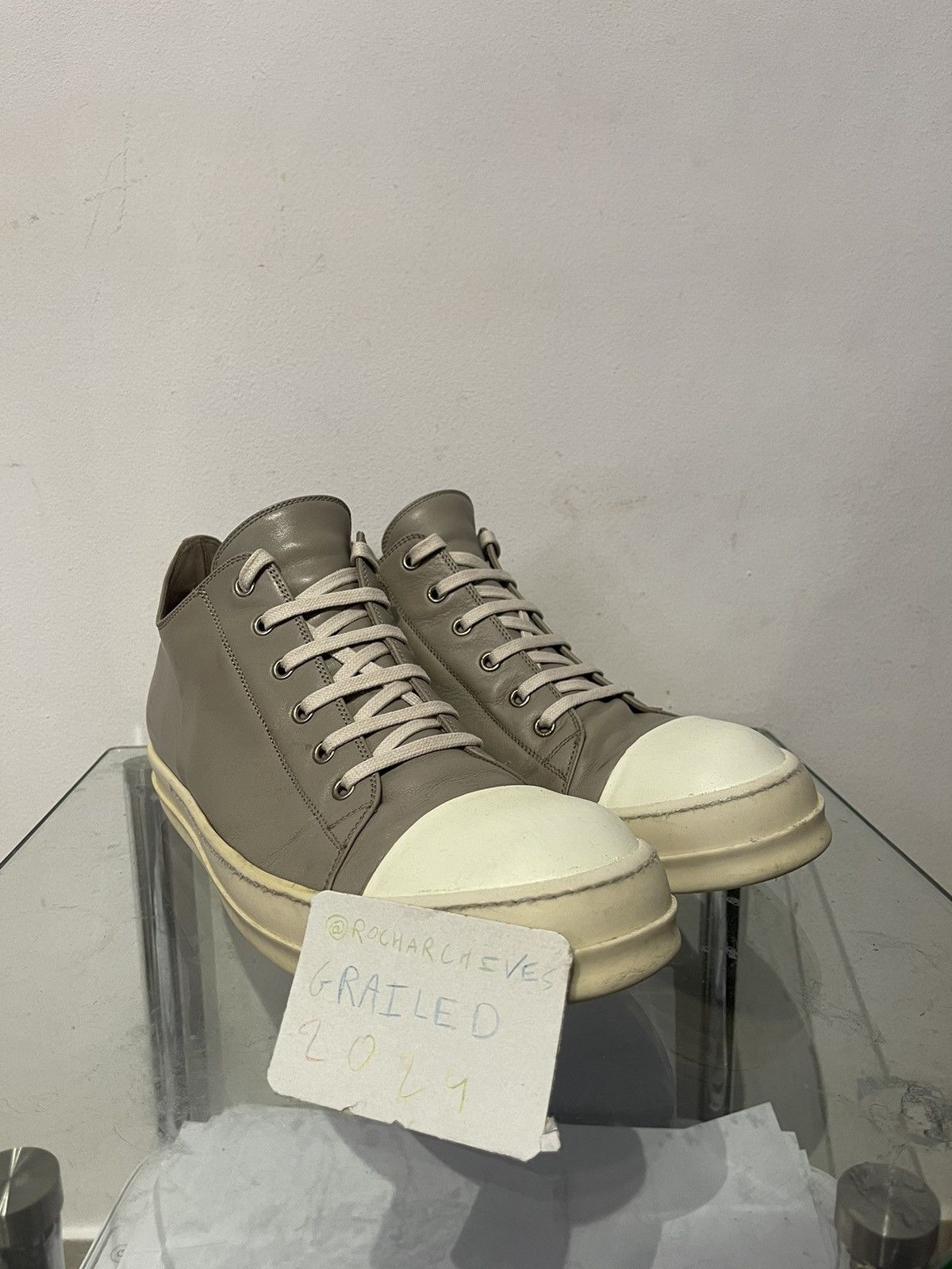 Rick Owens × Rick Owens Drkshdw Rick Owens Mainline 2016 Light Grey Ramones Low Size US 12 / EU 45 - 10 Thumbnail