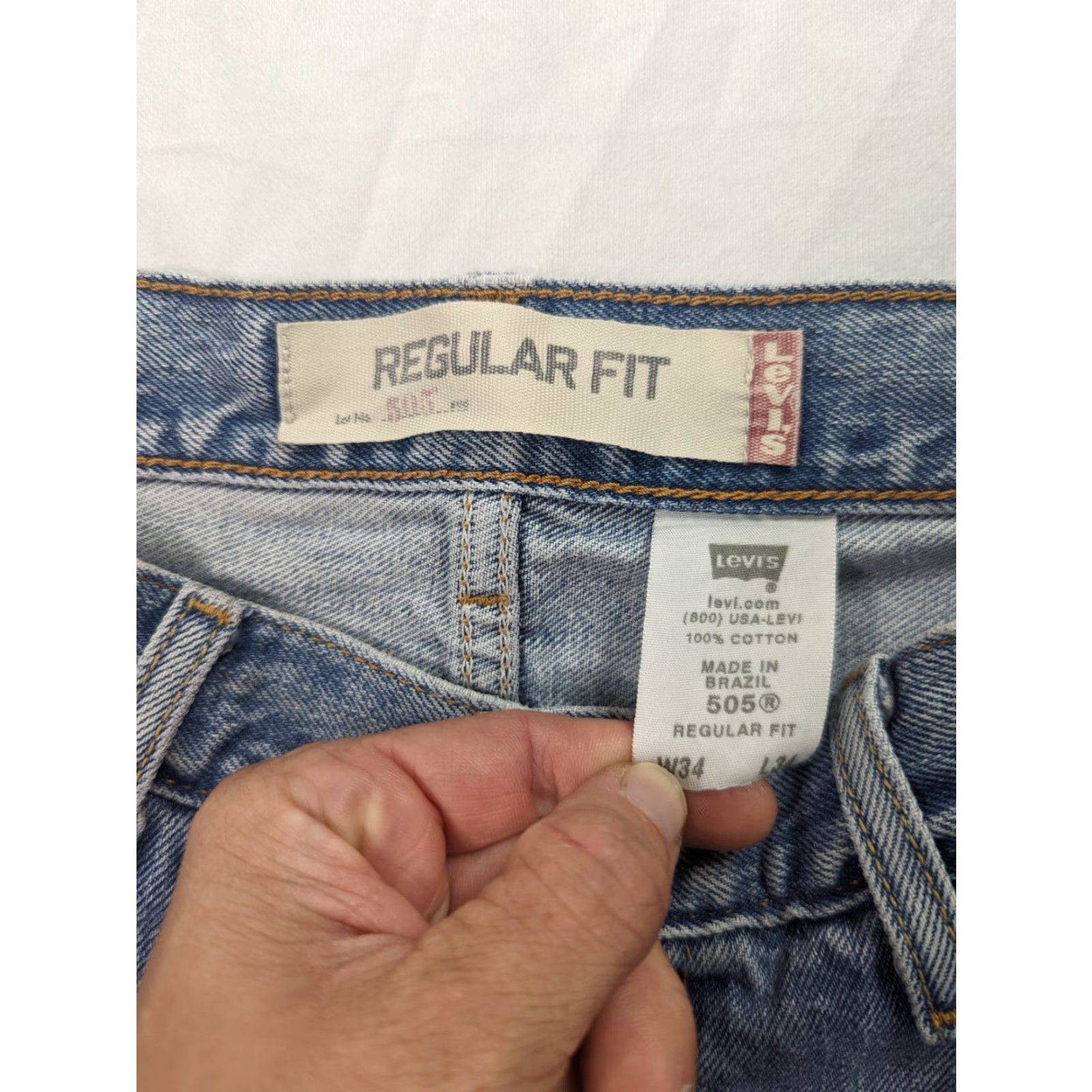 Levi's Levi's 505 Jeans Mens Straight Denim 34x34 Regular Mid Rise Blue Red Tab Logo Vintage No 505 Series Mens Size US 34 / EU 50 - 4 Thumbnail