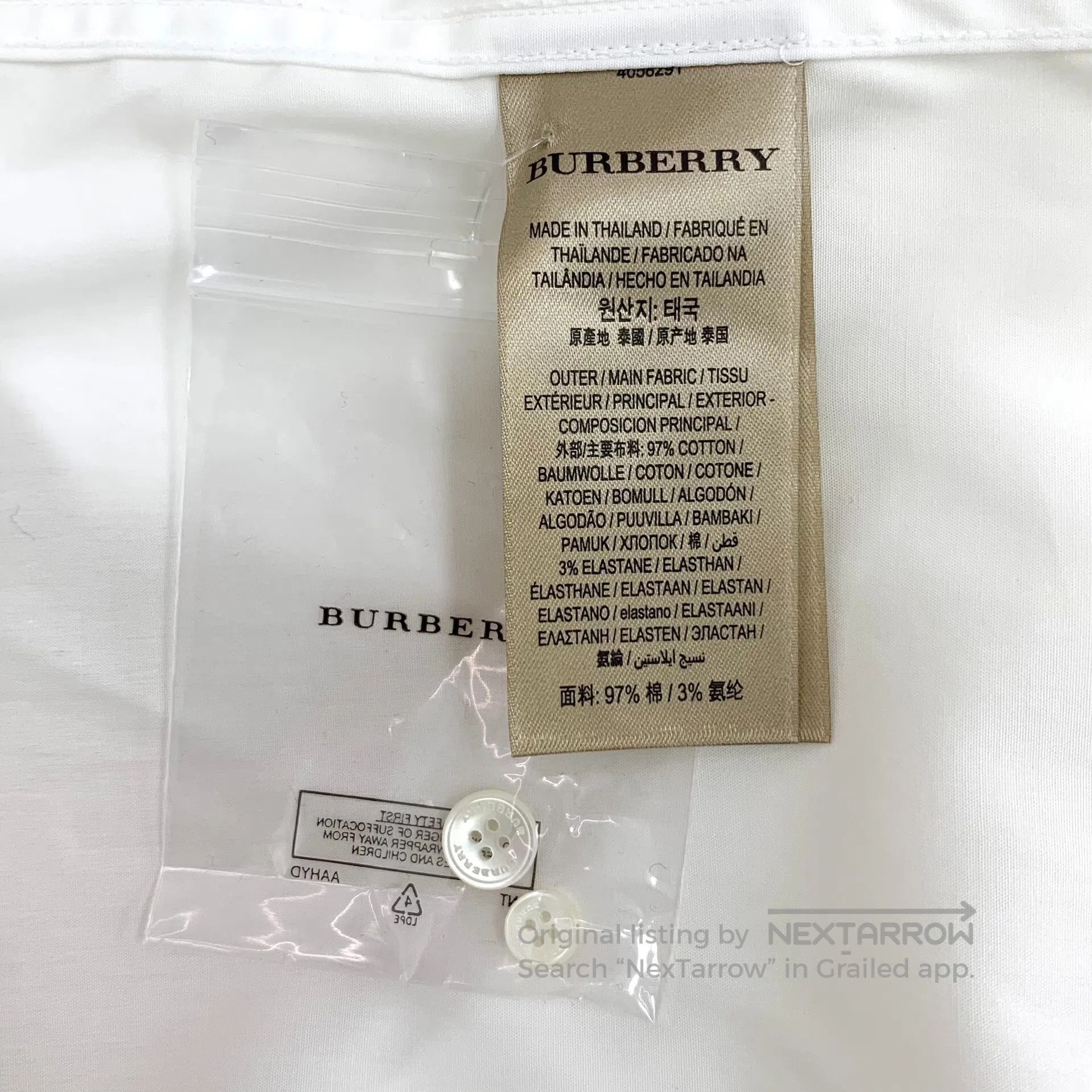 Burberry Burberry White Striped Cotton Collared Single-Breasted Lon Size US XL / EU 56 / 4 - 9 Thumbnail