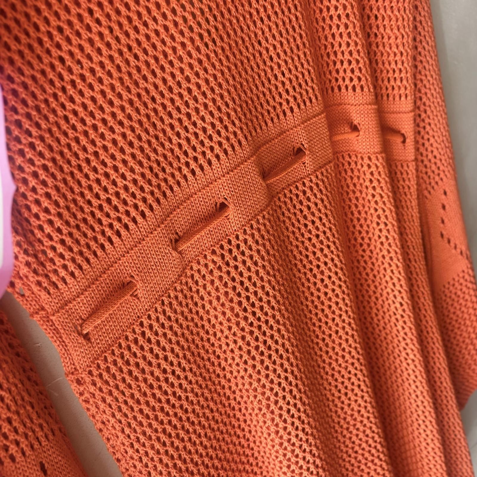 Other Cute Orange Crochet Knit Dress with Tie Waist Size S / US 4 / IT 40 - 8 Thumbnail