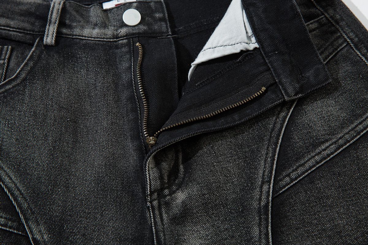 Japanese Brand × Jean Streetwear Washed Black Baggy Straight Solid Jeans Size US 33 - 3 Thumbnail