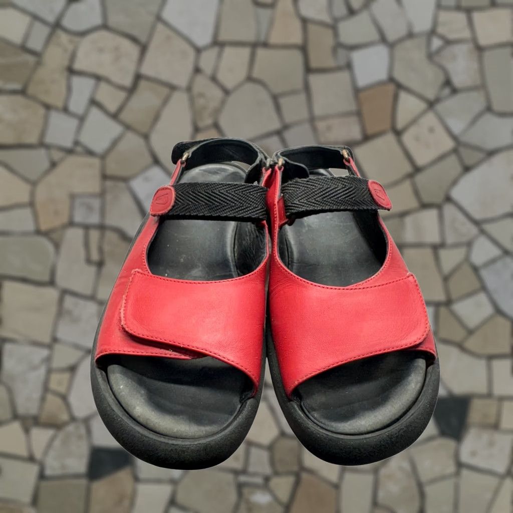 Vintage Wolky Sandal Women Platform Red & Black Leather Adjustable Strap Size 38 9006 Size US 8 / IT 38 - 1 Thumbnail