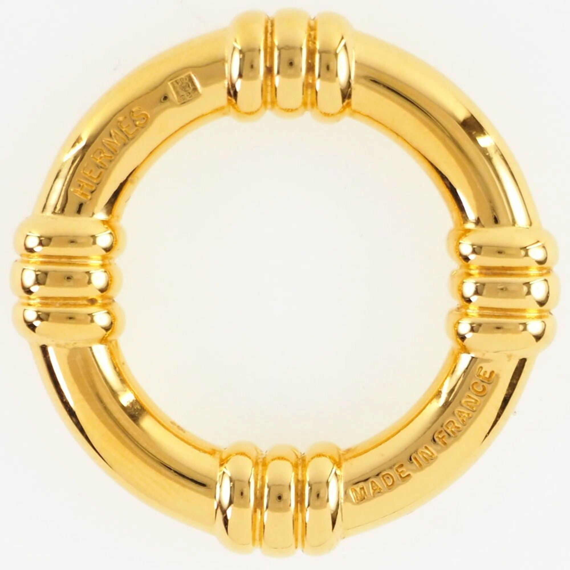 image of Hermes Bouet Gold Plated Women's Scarf Ring in Black