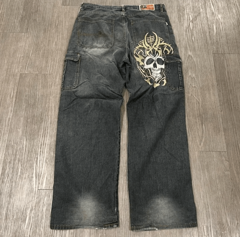 Japanese Brand Oversized Embroidered Baggy Jean Y2K Size US 34 / EU 50 - 1 Thumbnail
