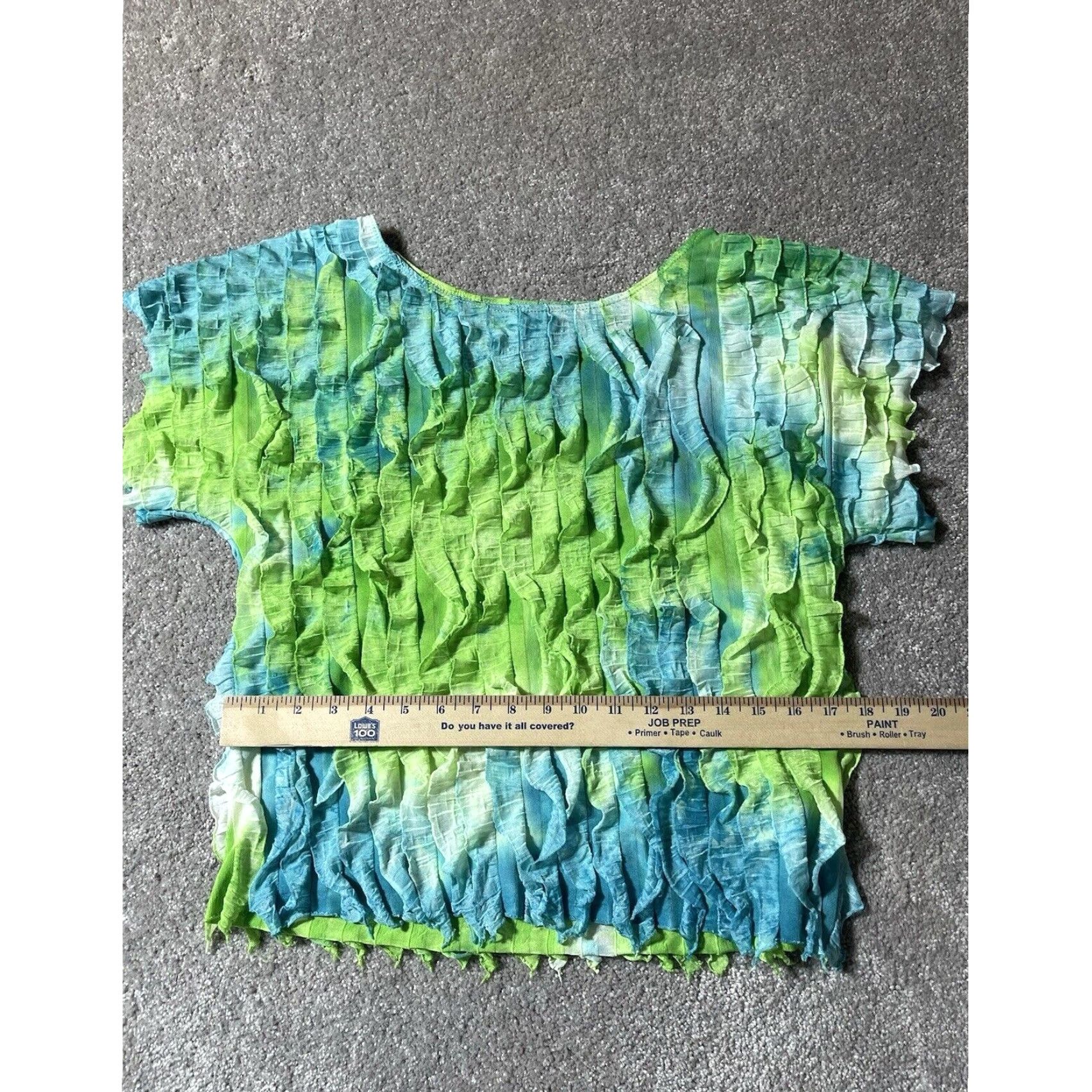 Vintage VINTAGE Allison Taylor Mermaid Ruffle Tie Dye Boho Festival Top M Short Sleeve Scoop Neck Women Blouse Size M / US 6-8 / IT 42-44 - 4 Thumbnail