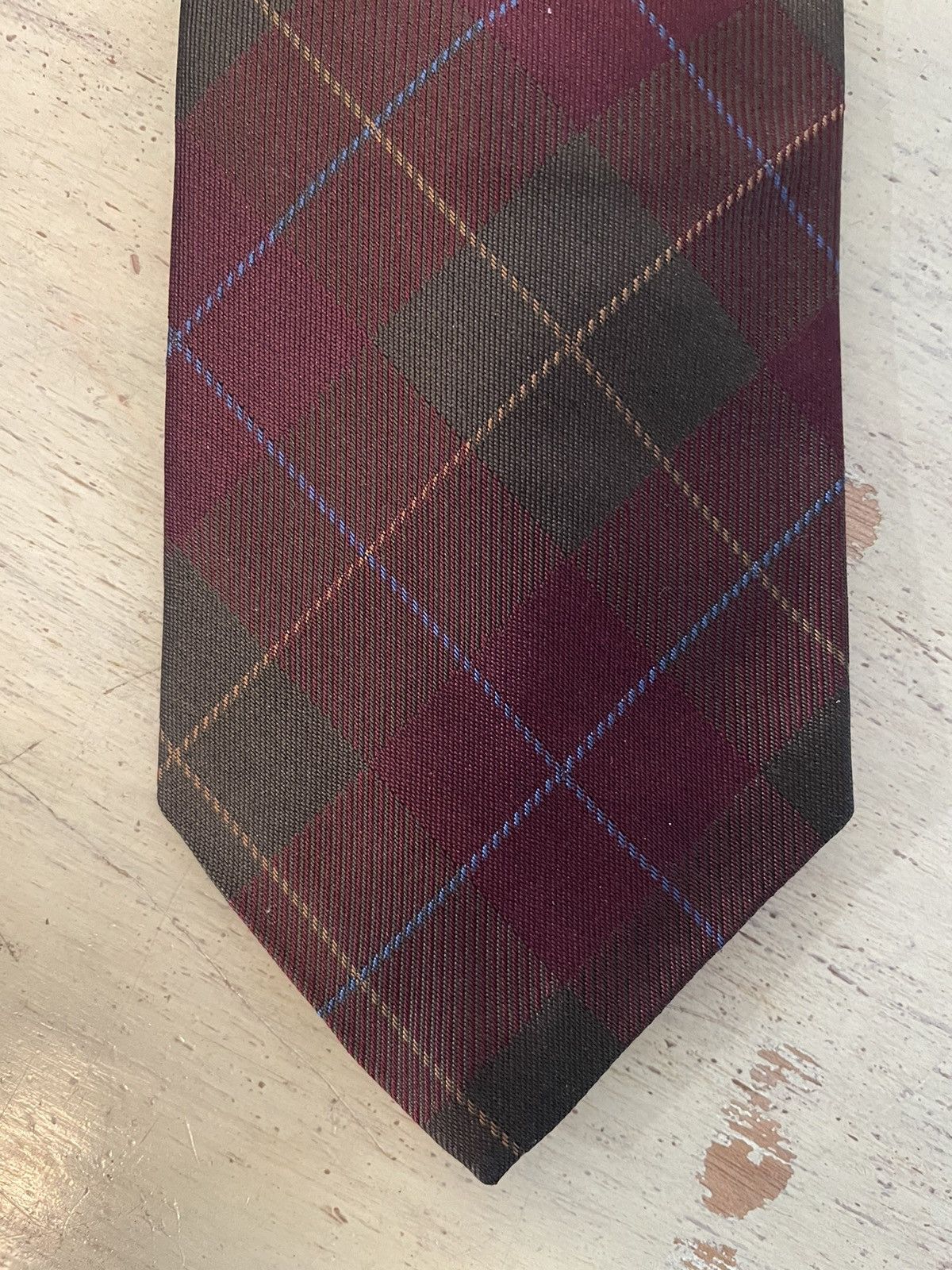 Paul Stuart Plaid Print Woven Silk Tie Size ONE SIZE - 3 Thumbnail