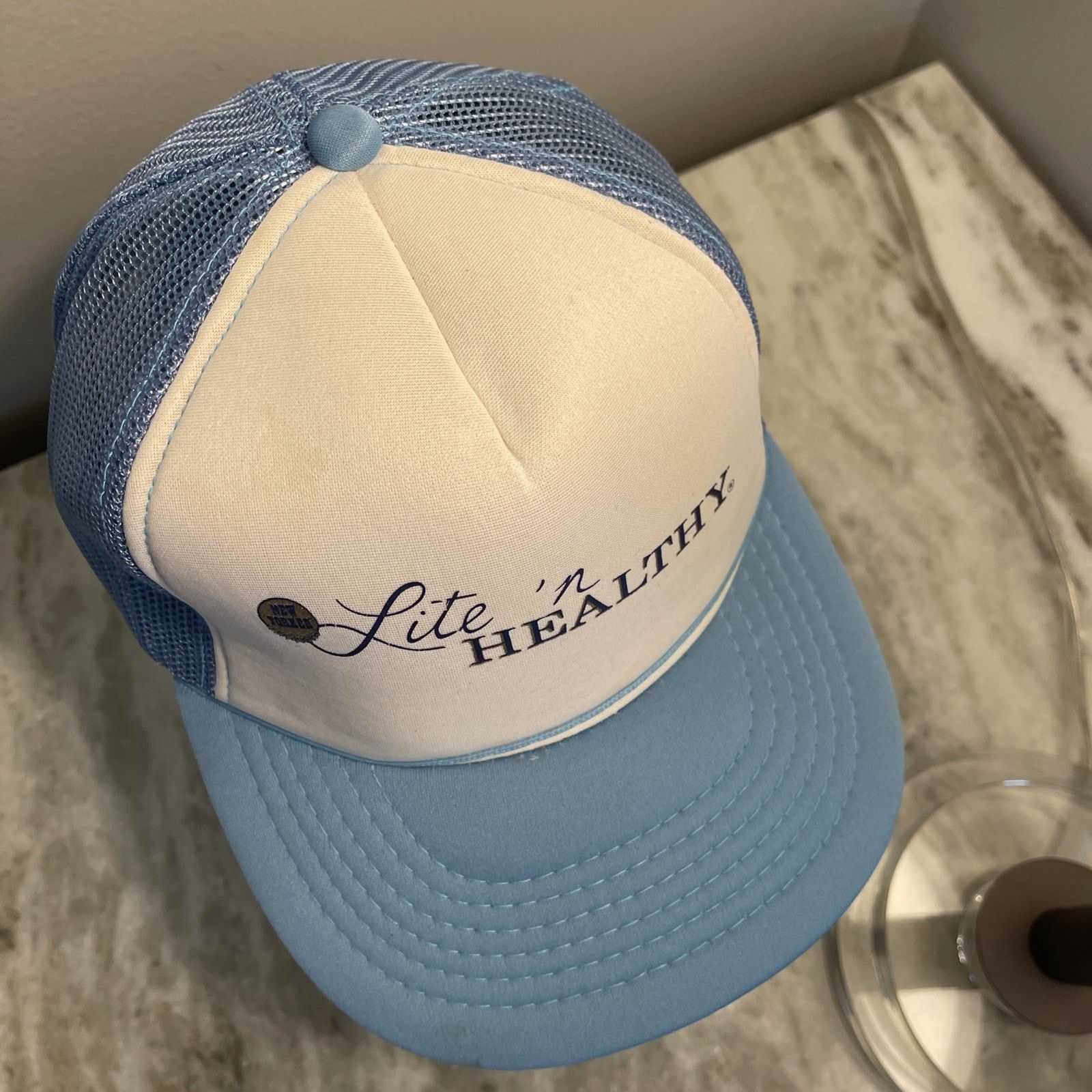 Vintage Vtg Adjustable New Yorker Lite N Healthy Trucker Hat Bout Size ONE SIZE - 3 Thumbnail