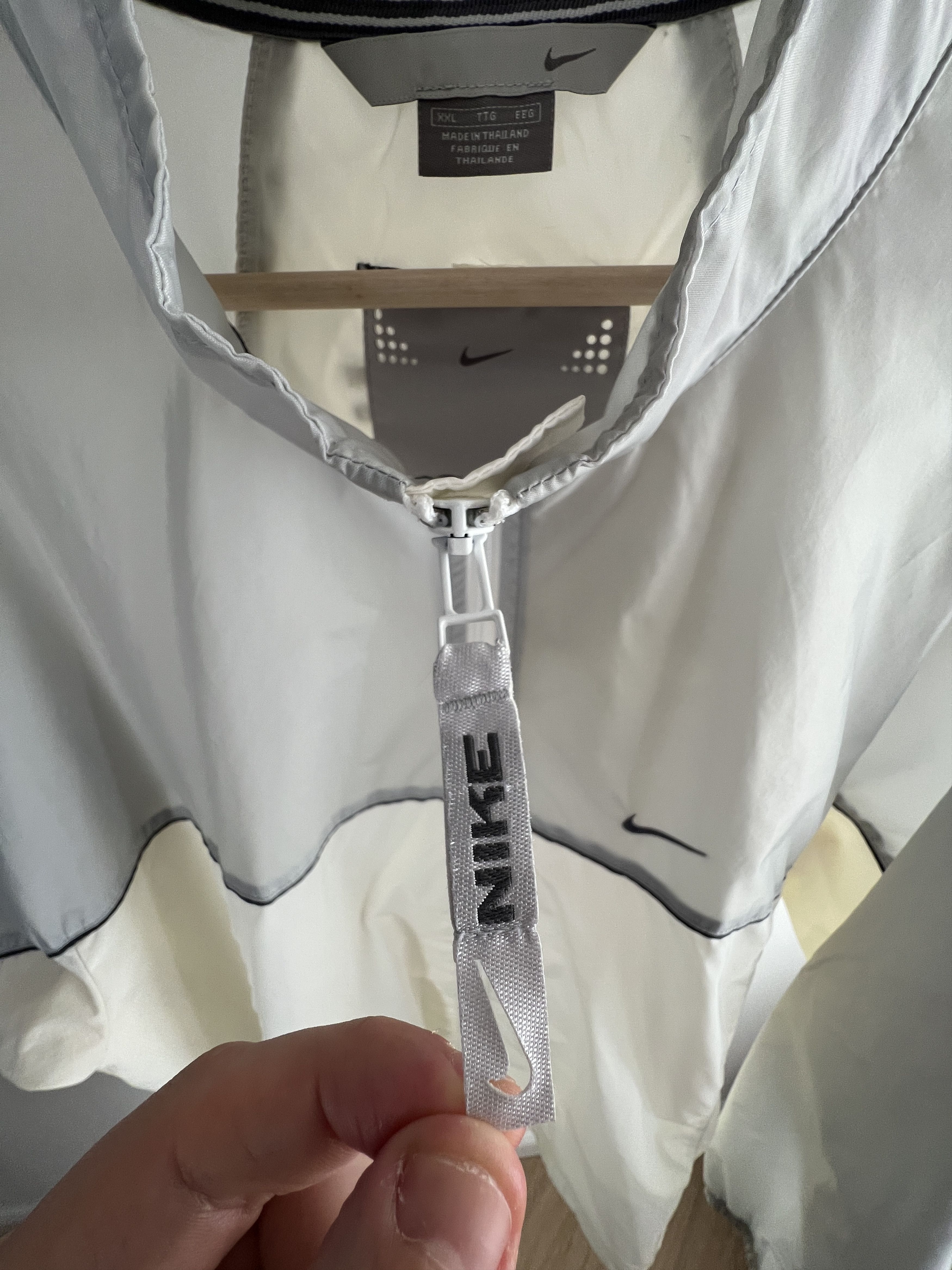 Nike × Vintage Nike Windbreaker Vintage Swoosh Zipper Cream Y2K Drill Size US XXL / EU 58 / 5 - 3 Thumbnail