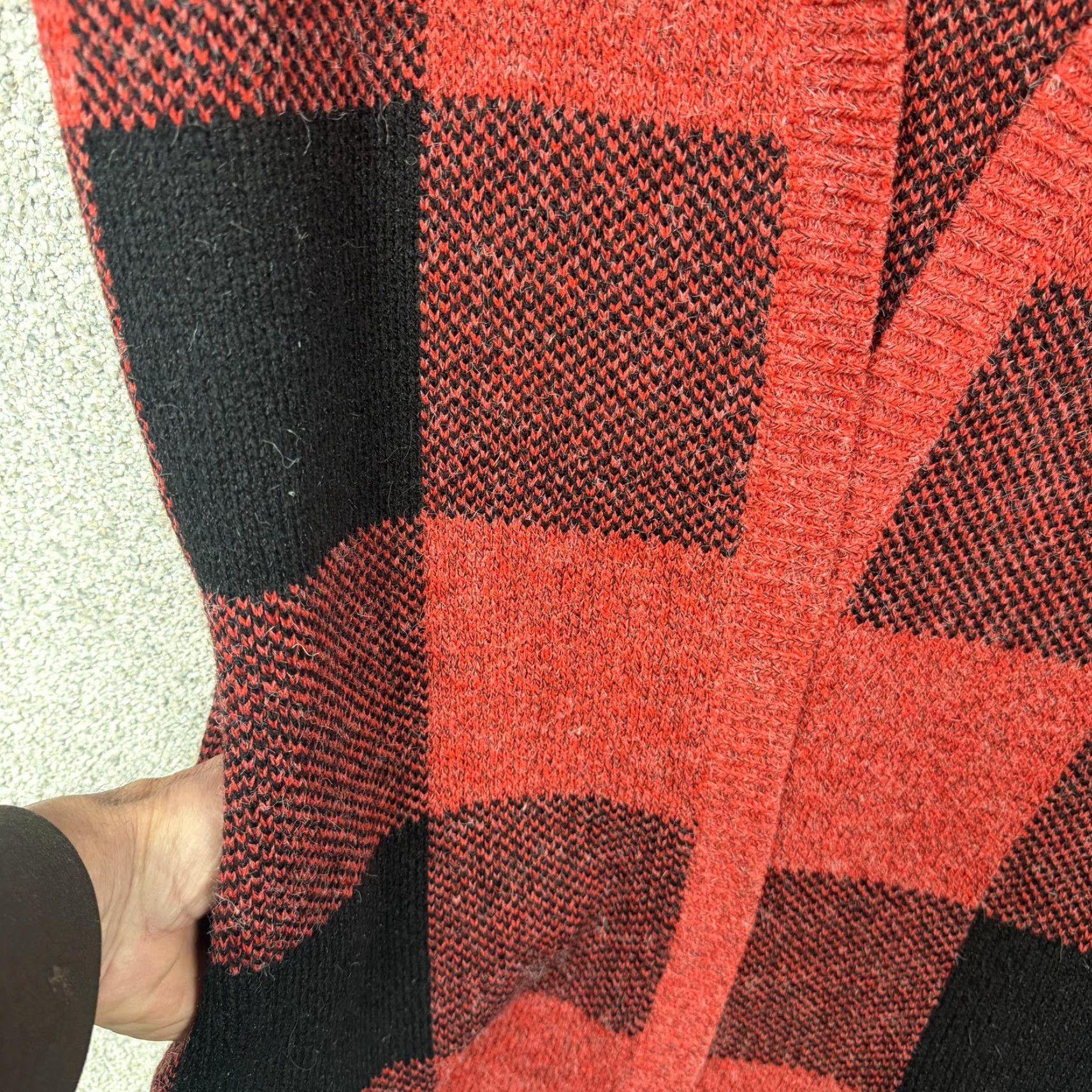 Vintage Monteau Cardigan Sweater Womens M Red Black Buffalo Plaid Open Front Cabincore NYC? Size M / US 6-8 / IT 42-44 - 5 Thumbnail