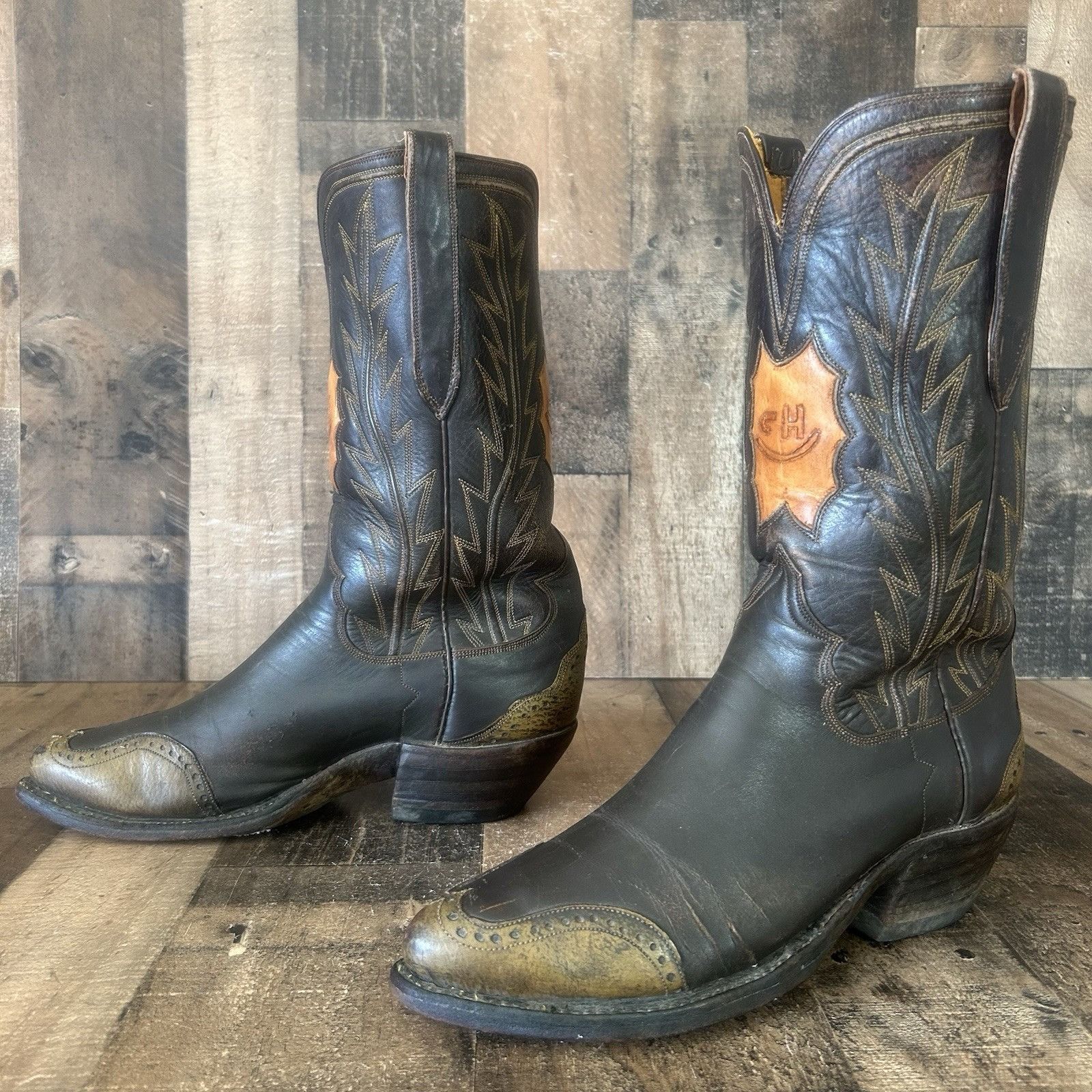 Other Custom Vintage Unbranded Wingtip Cowboy Boots Mens 11 D Size US 11 / EU 44 - 2 Thumbnail