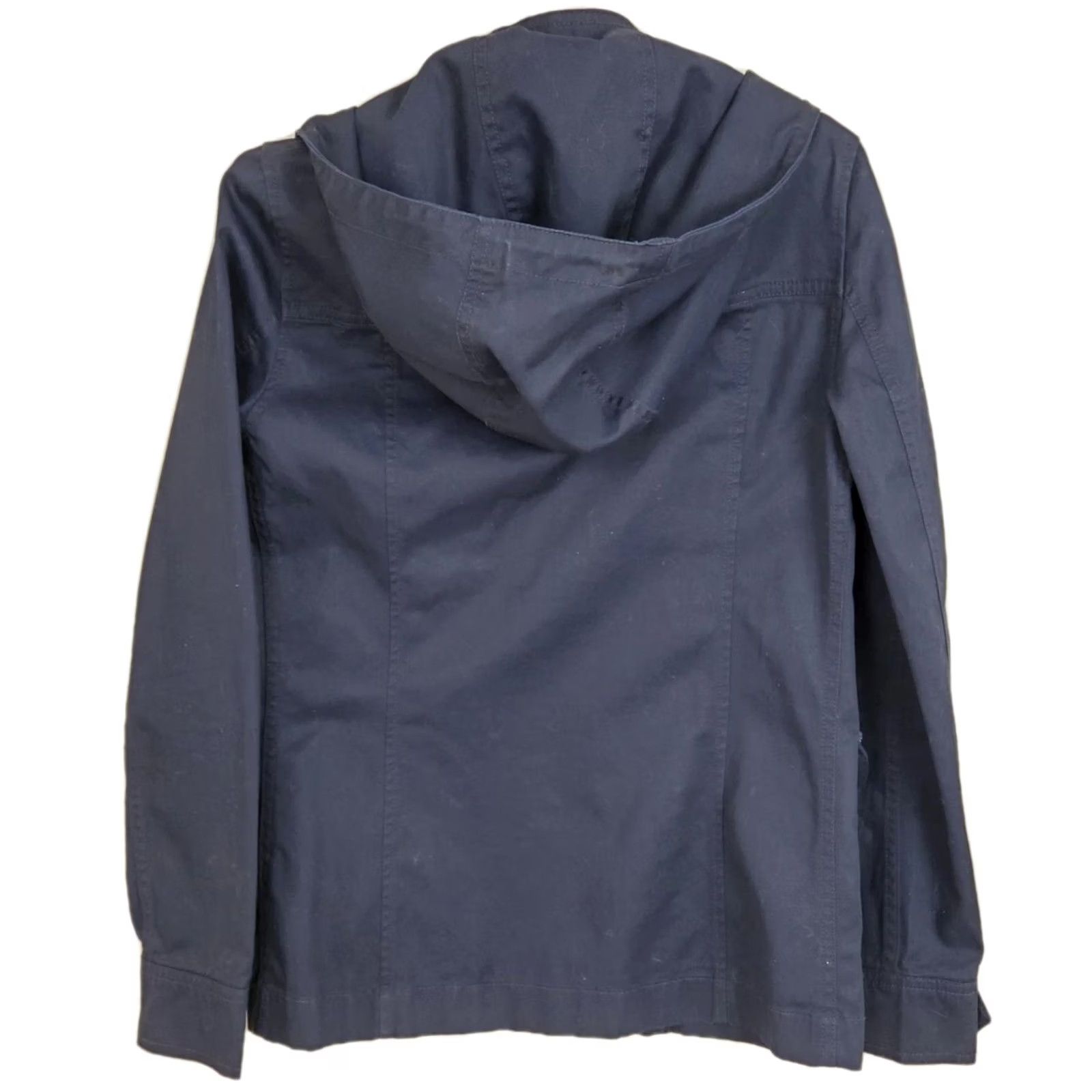 J.Crew J. Crew Utility Jacket Blue Resin-Coated Twill Hooded Field Womens XS Size XXS / US 00 / IT 34 - 2 Thumbnail