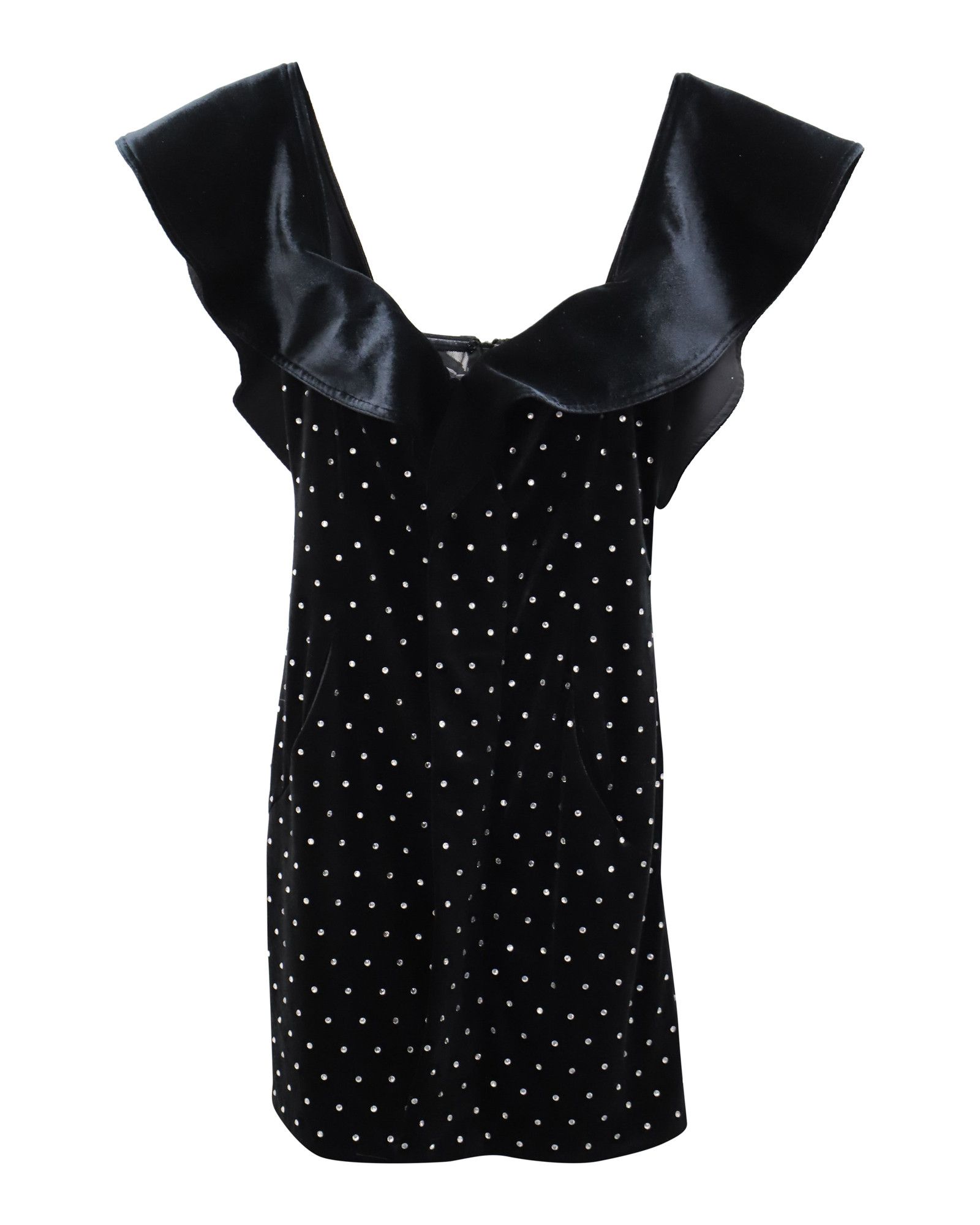 Self-Portrait Self-Portrait Crystal Embellished Mini Dress in Black Velvet Size XS / US 0-2 / IT 36-38 - 1 Thumbnail
