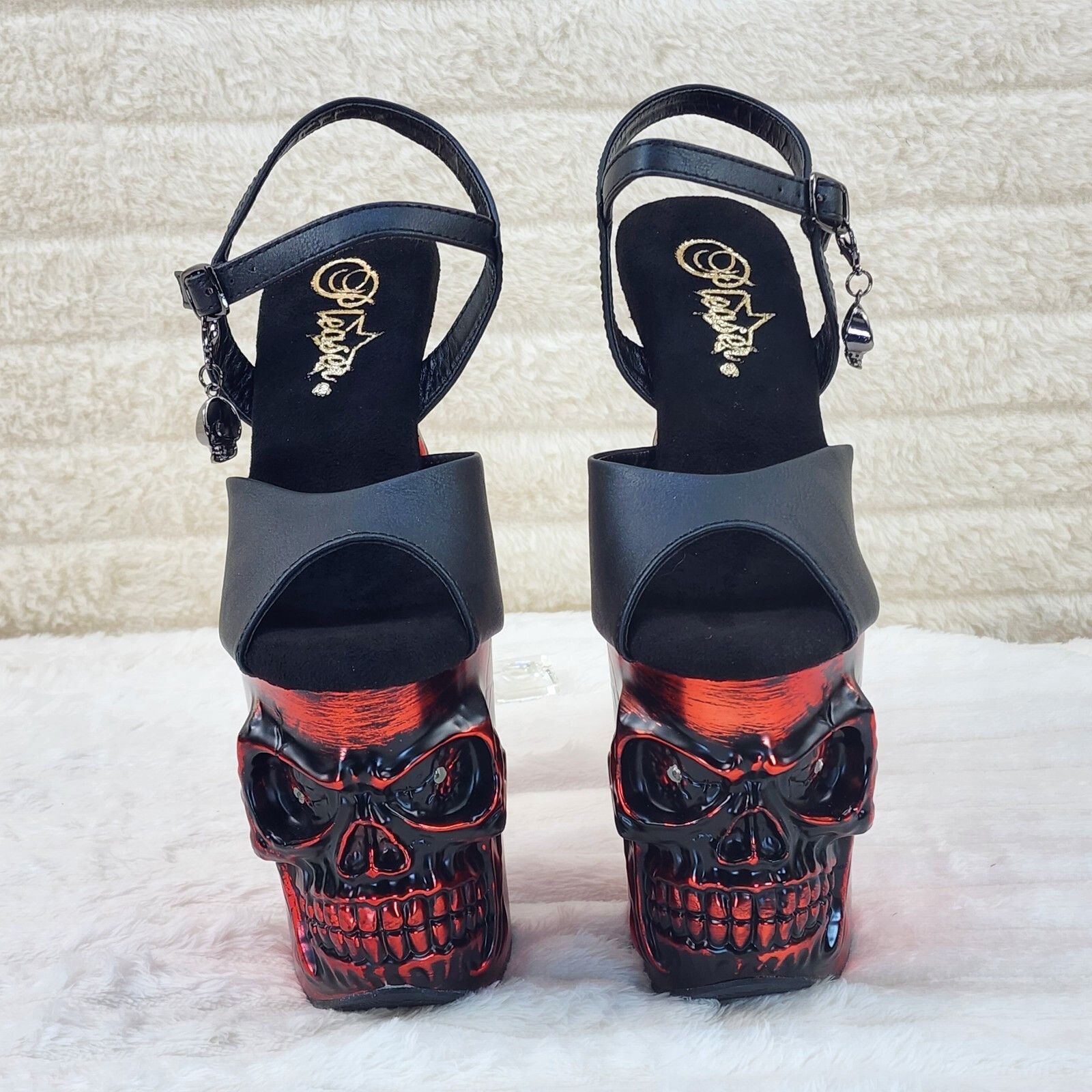 Other Rapture Black Matte Red Skull & Bones 8" High Heel Platform Size US 8 / IT 38 - 6 Thumbnail